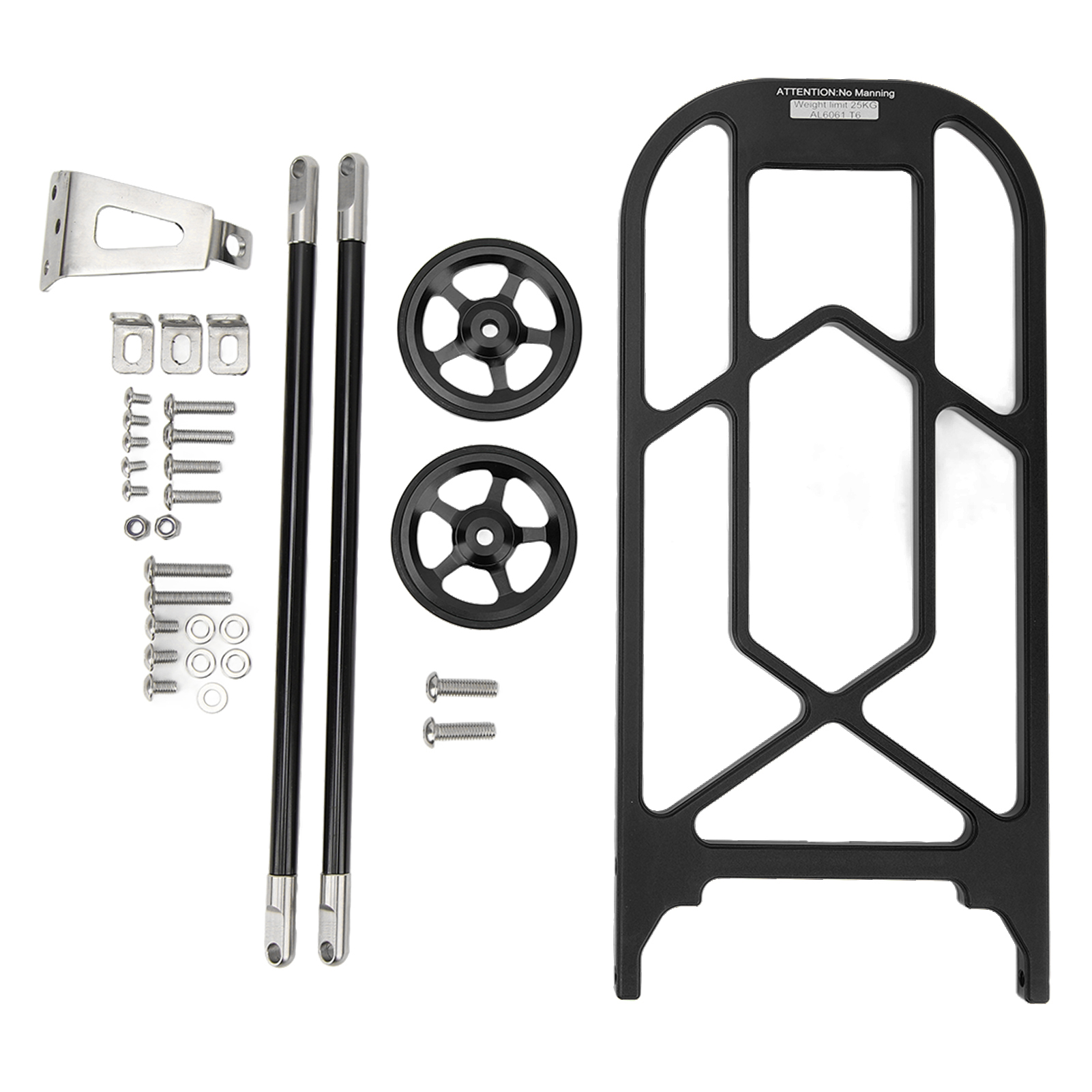 Klappbarer Gepäckträger Für Brompton-fahrräder, Robuste Aluminiumlegierungshalterung Mit Schwarzen Rädern
