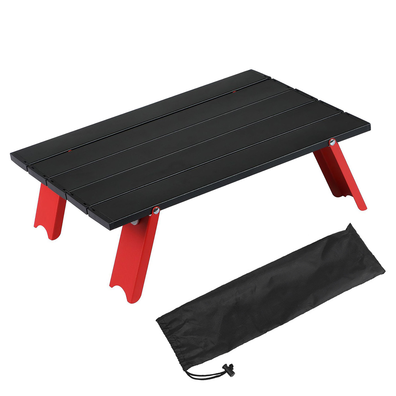 Tragbarer, Klappbarer Campingtisch Aus Aluminiumlegierung Für Picknicks Und Strandbesuche – Schwarz Und Rot