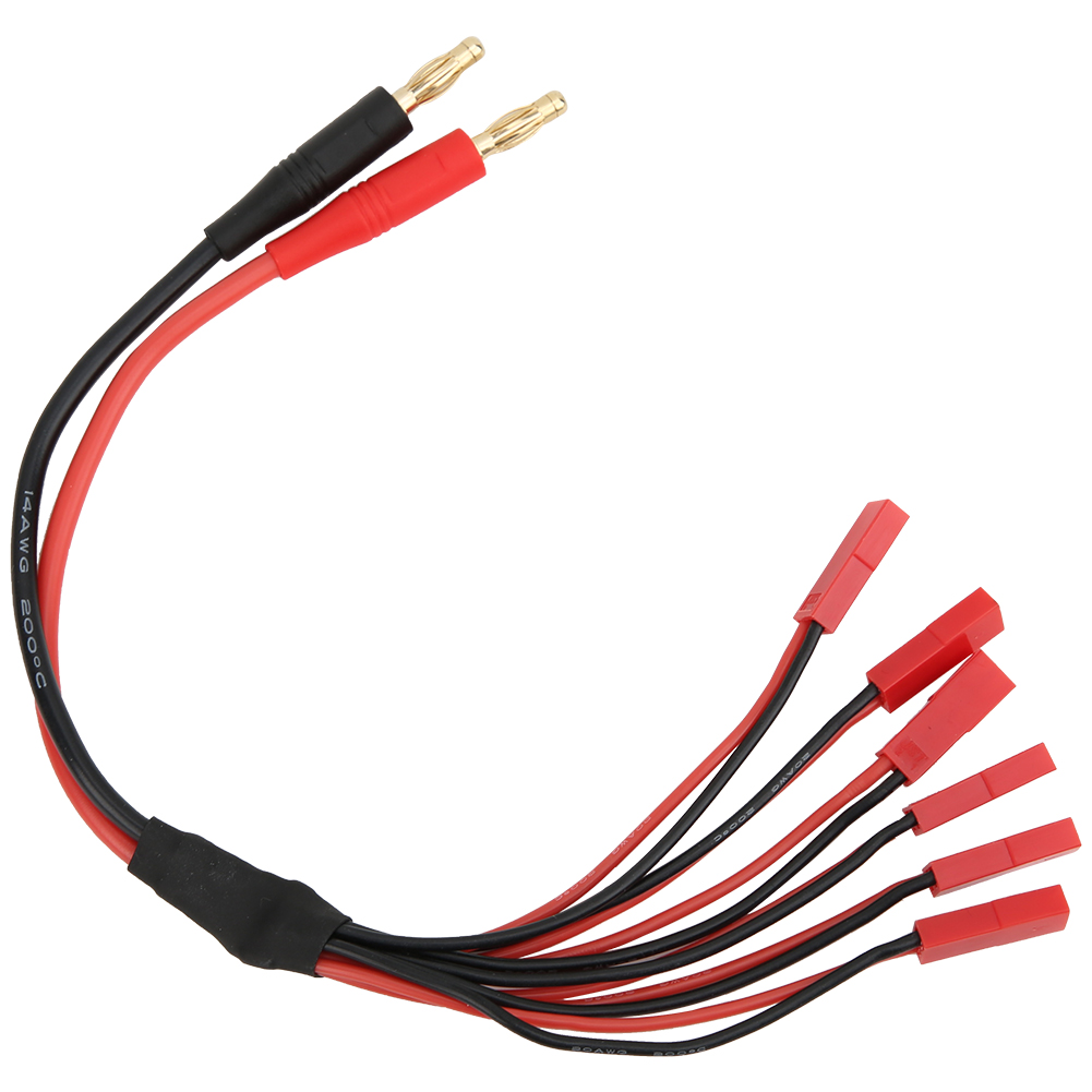 4,0-mm-bananenstecker Auf 6-polige Jst-buchse, 20 Cm Langes Anschlusskabel Für Imax B6 B6ac Ladegerät, Schwarz+rot
