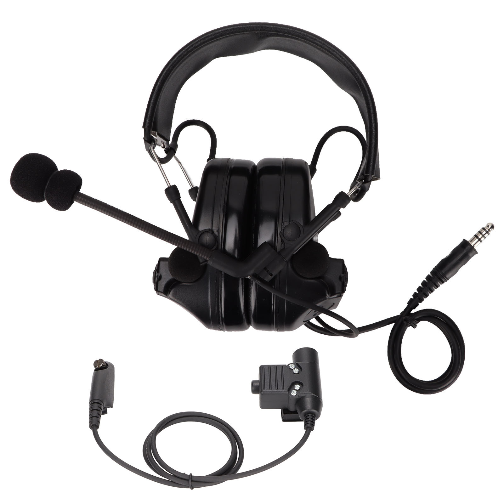 Militär-headset Mit Gehörschutz Und U94-ptt-anschluss Für Motorola Gp338, Gp328, Gp340, Gp380 – Schwarz