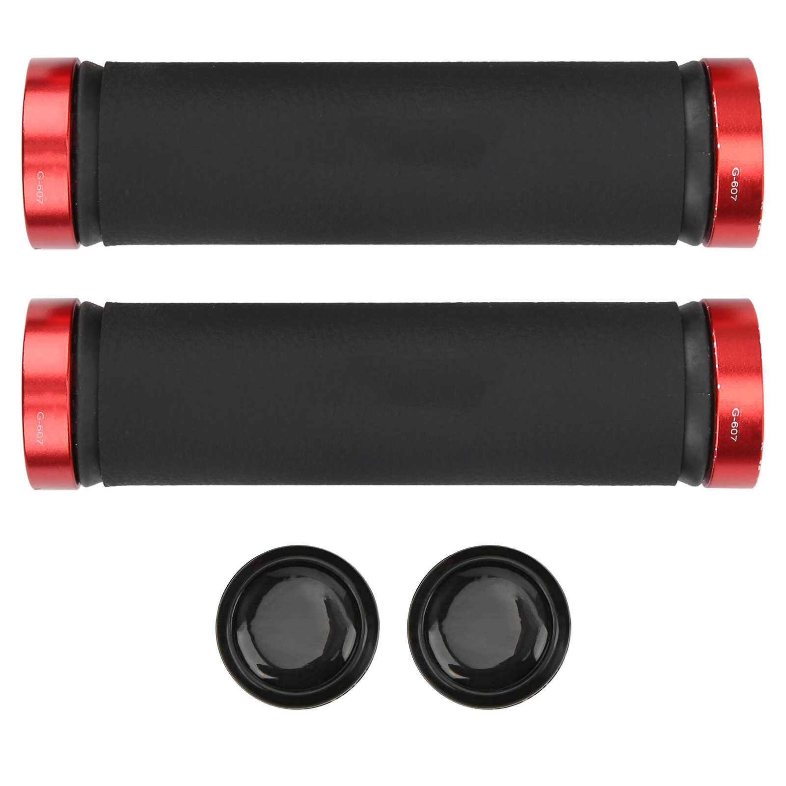Gub-607 Mountainbike-griffe Aus Mikrofaserleder Mit Beidseitigem Verriegelungssystem, Schwarz Mit Rotem Ring