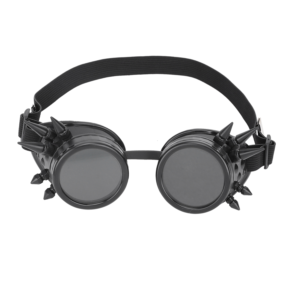 Vintage-industrie-radbrille Aus Doppellagigem, Winddichtem Abs-kunststoff Im Steampunk-stil Mit Einzigartigen Nieten – Schwarz