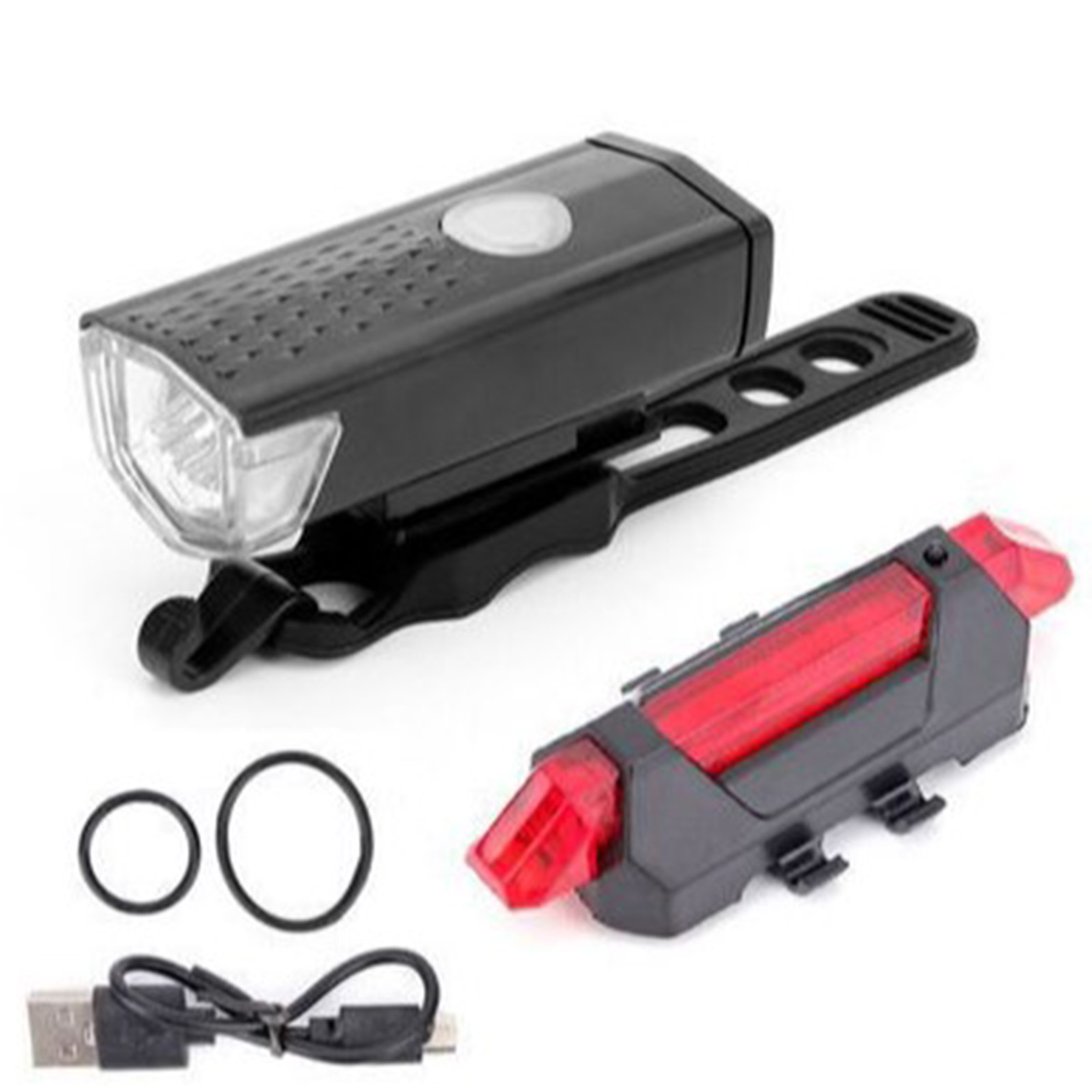 Wiederaufladbares Usb-fahrradbeleuchtungsset – Helles Schwarzes Frontlicht Und Rotes Rücklicht Für Nachtfahrten