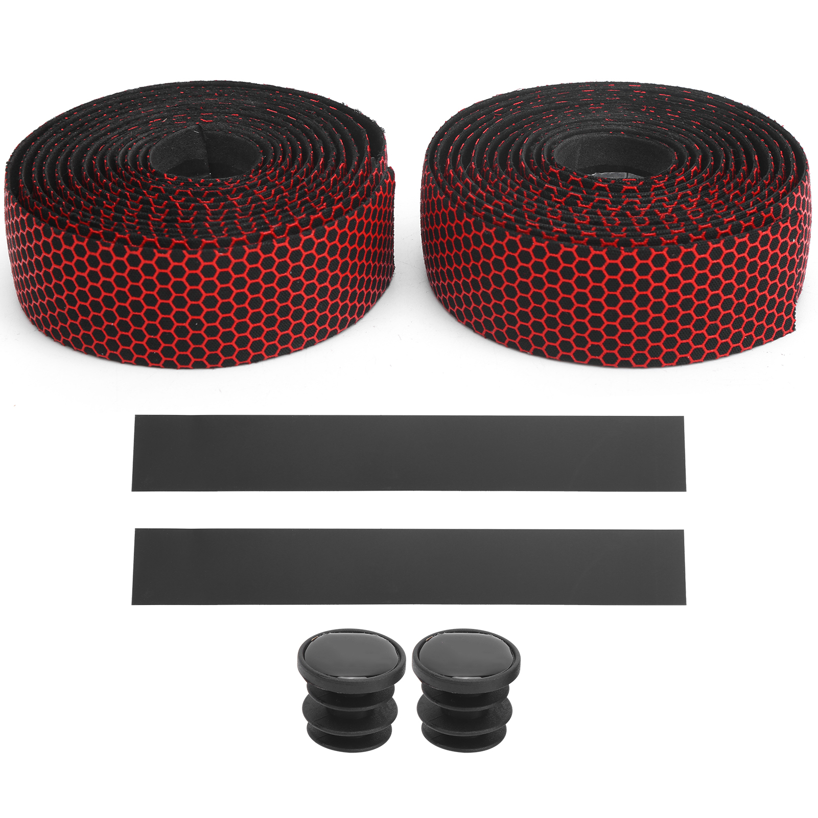 Paar Rutschfeste, Elastische Fahrradlenkergriffe, Lenkerbandagen (schwarz/rot)