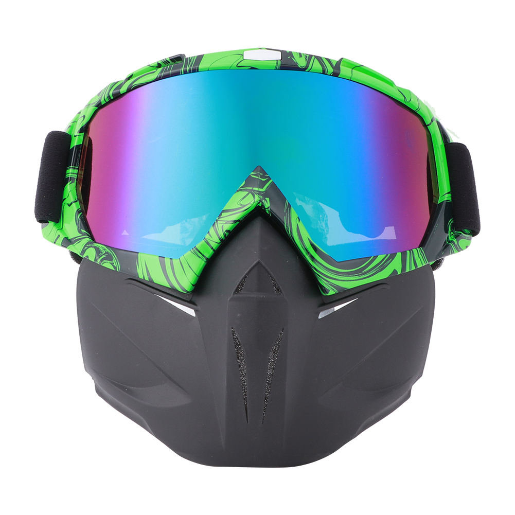 Winddichte Motorrad-gesichtsmaske Für Outdoor-sportarten - Schwarze Und Grüne Ski- Und Fahrradbrille