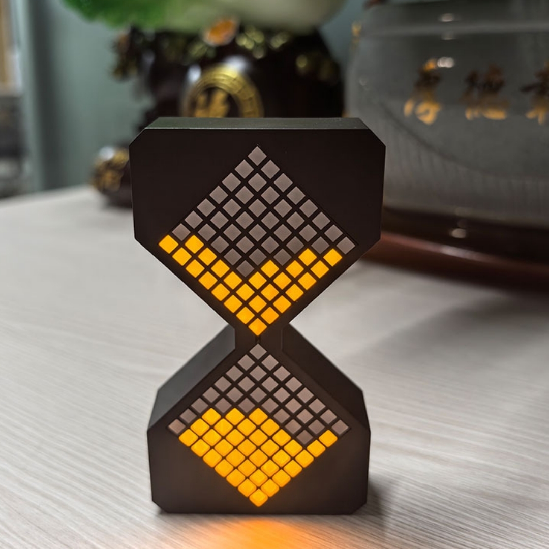 Digitale Sanduhr Mit Einstellbarem Schwerkrafttimer (1-30 Min.), Dynamischem Würfel-led-nachtlicht (schwarz, Gelbe Lichtquelle)