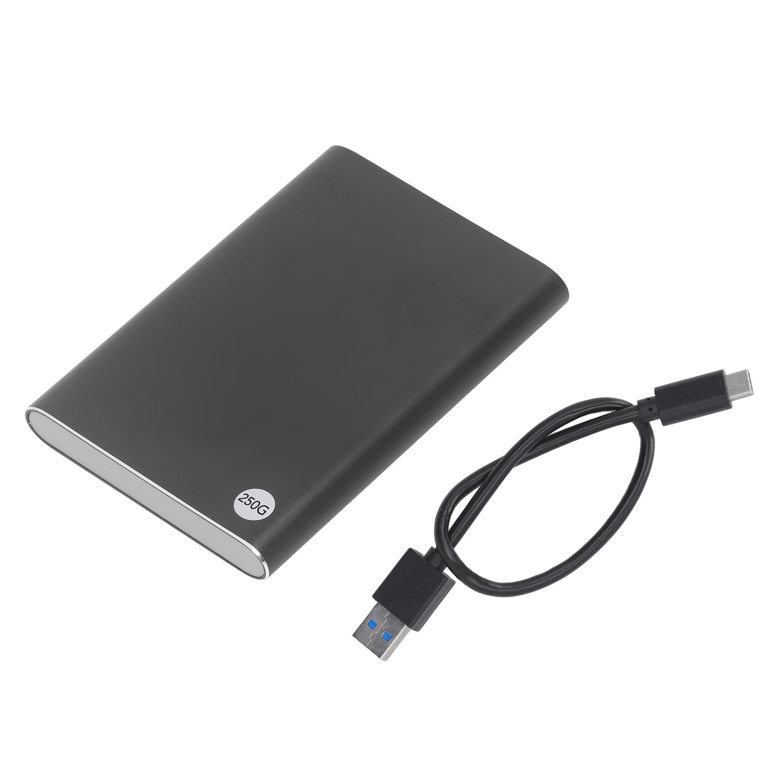 Externes 2,5-zoll-festplattengehäuse, Usb-c, Usb 3.1, 10 Gbit/s, Ultraflach, Tragbare Externe Festplatte Für Pc/laptop, Schwarz, 250 Gb