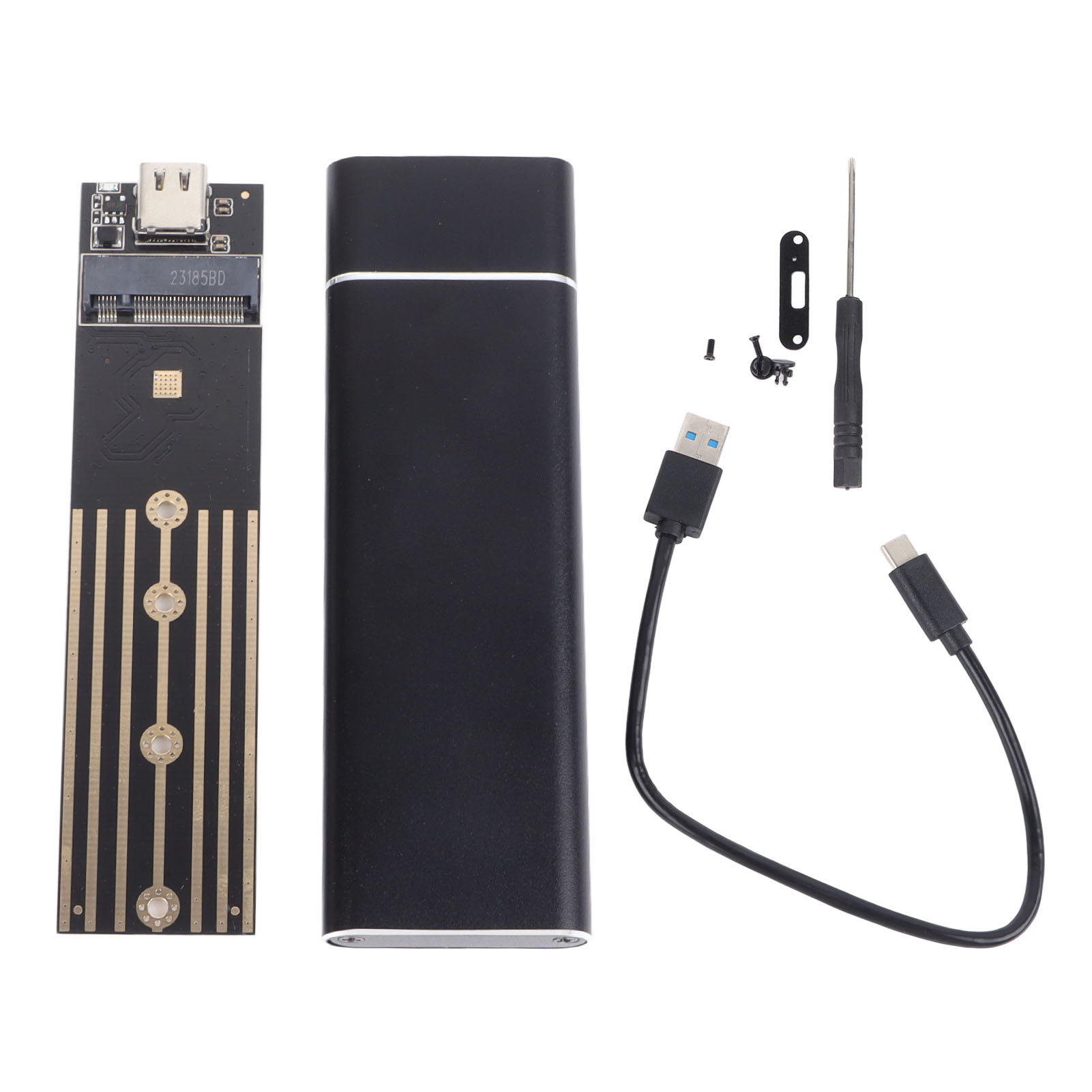 Externes M.2 Nvme-gehäuse Aus Aluminiumlegierung Für Ssds Der Modelle 2230/2242/2260/2280, Kompatibel Mit Windows Und Android, Schwarz