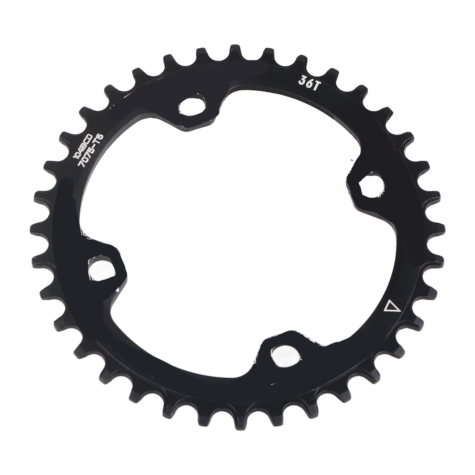 Mountainbike-kettenscheibe 32/34/36/38t Bcd 104, Einteiliges Stahl-ersatzteil (schwarz 36t)