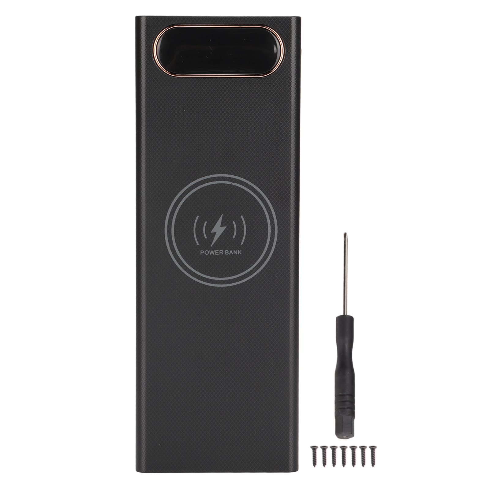 Selbstbau-akkugehäuse Für 18650-akkus, 22,5-w-schnellladung, 15-w-kabelloses Laden Mit Lcd-bildschirm Und Usb-c-/micro-usb-anschluss, Schwarz
