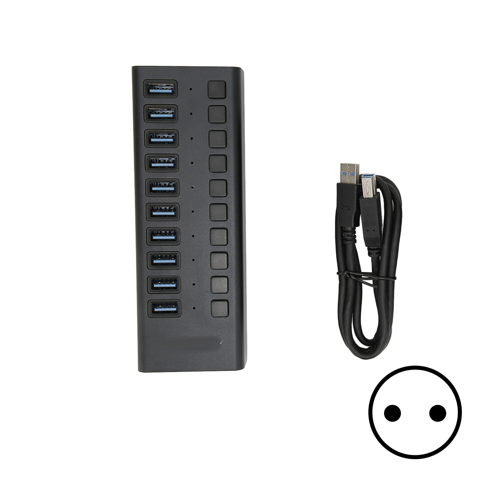 10-port Usb 3.0 Hub, Schwarz, Eu-stecker – Schnelle Übertragung, Unabhängiger Schalter, Hohe Stromstärke, Vielseitige Dockingstation