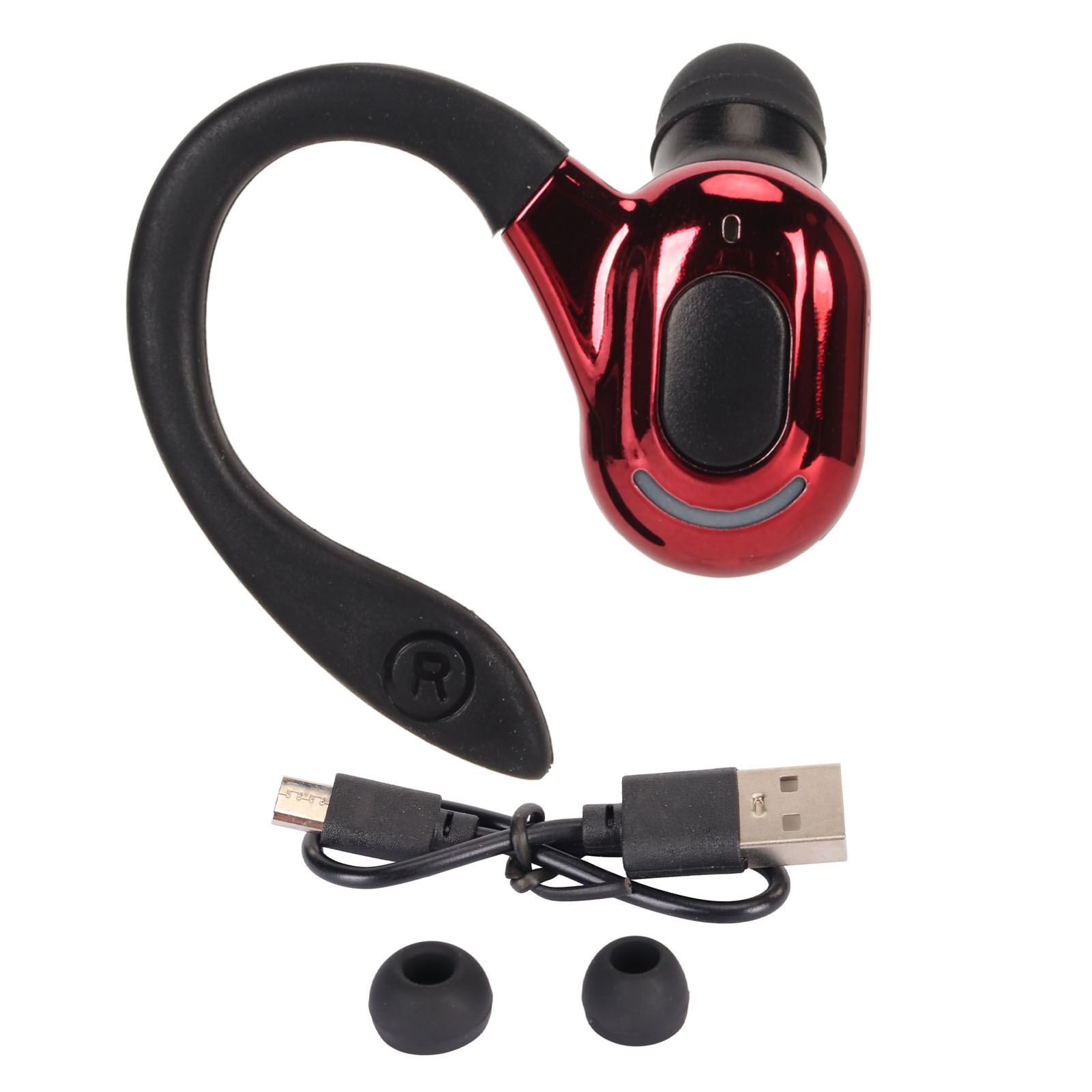 Bluetooth 5.2 Mono-kopfhörer Mit Geräuschunterdrückung, Hd-stereo-sound, Klaren Anrufen, Ipx4 Wasserdicht, Schwarz Und Rot