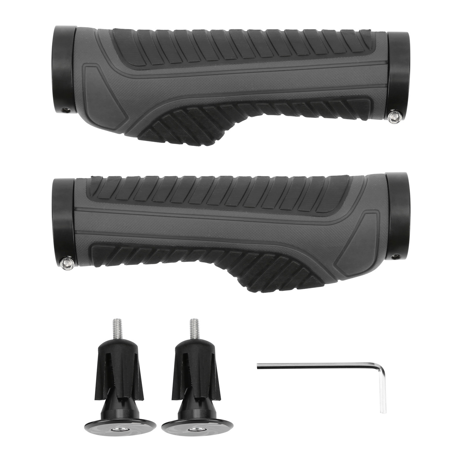 Paar Rutschfeste Griffe Für Mountainbikes, Schwarze Und Graue Gummigriffe Für Fahrradlenker