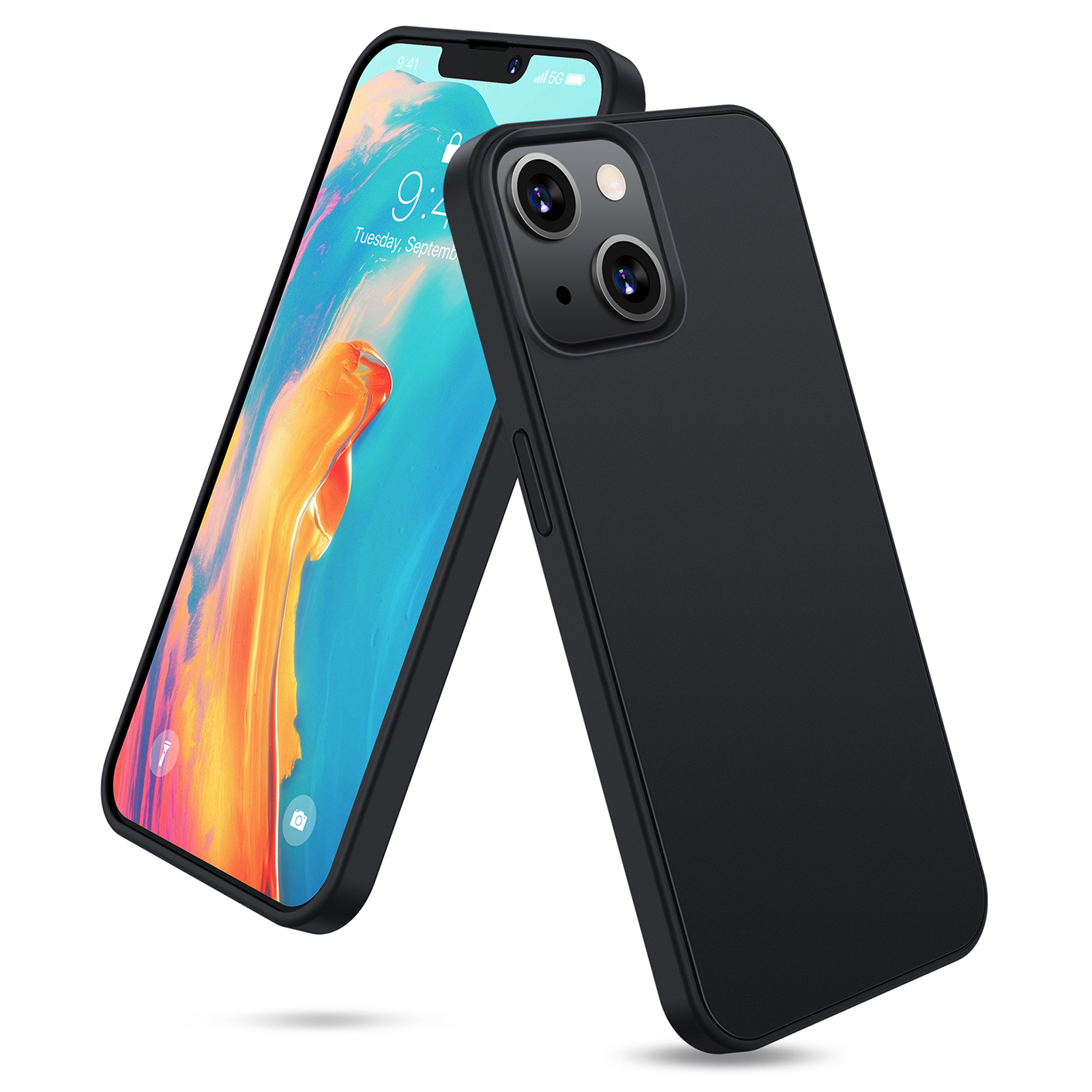 Ultradünne, 2,0 Mm Dicke, Rutschfeste Pc-tpu-hülle Mit Fingerabdruckresistenten Schwarzen Kanten Für Iphone 13, Abmessungen 15,1 X 7,7 X 1,25 Cm