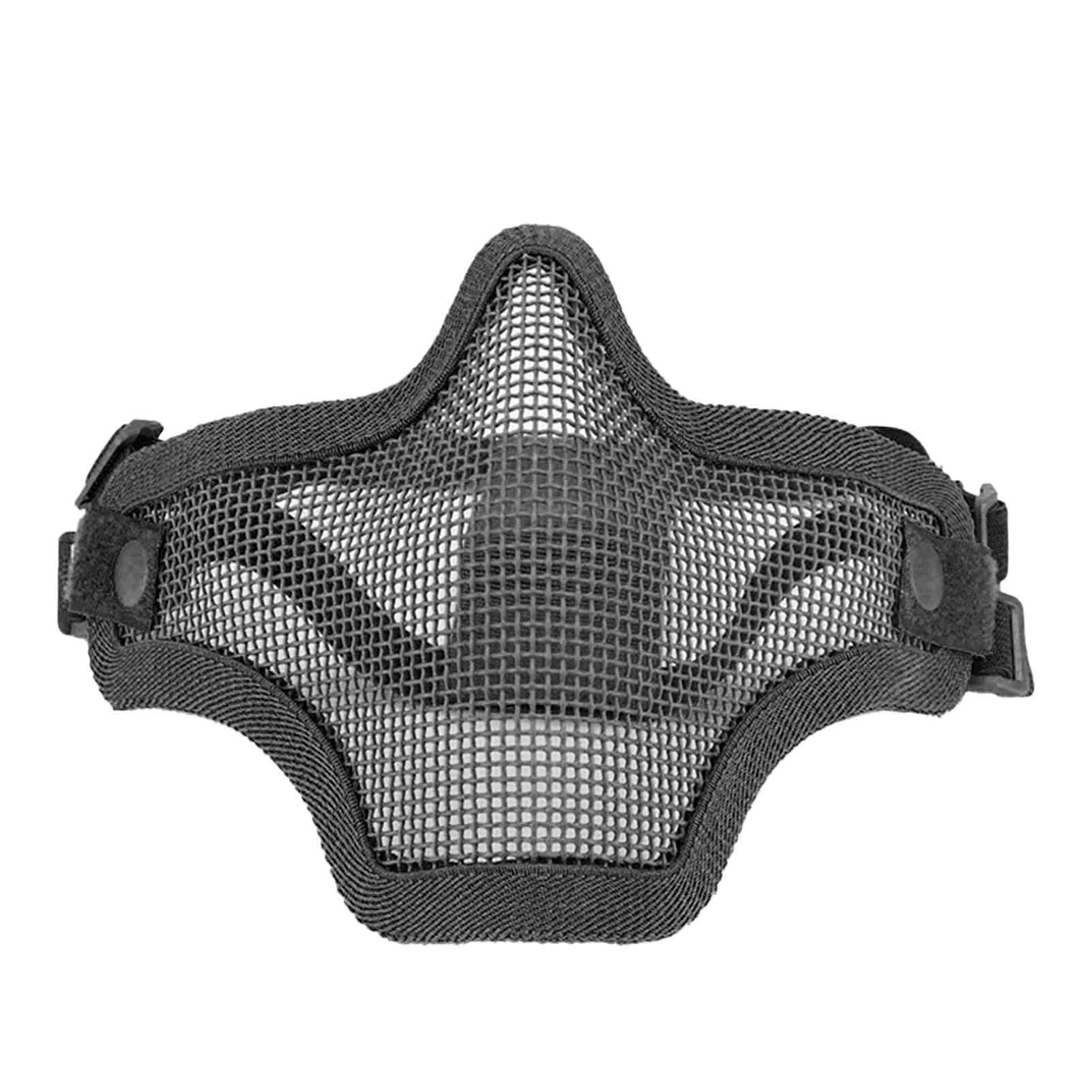 Schwarze Halbgesichtsschutzmaske Aus Stahlgewebe, 54-62 Cm, Für Outdoor-sportarten