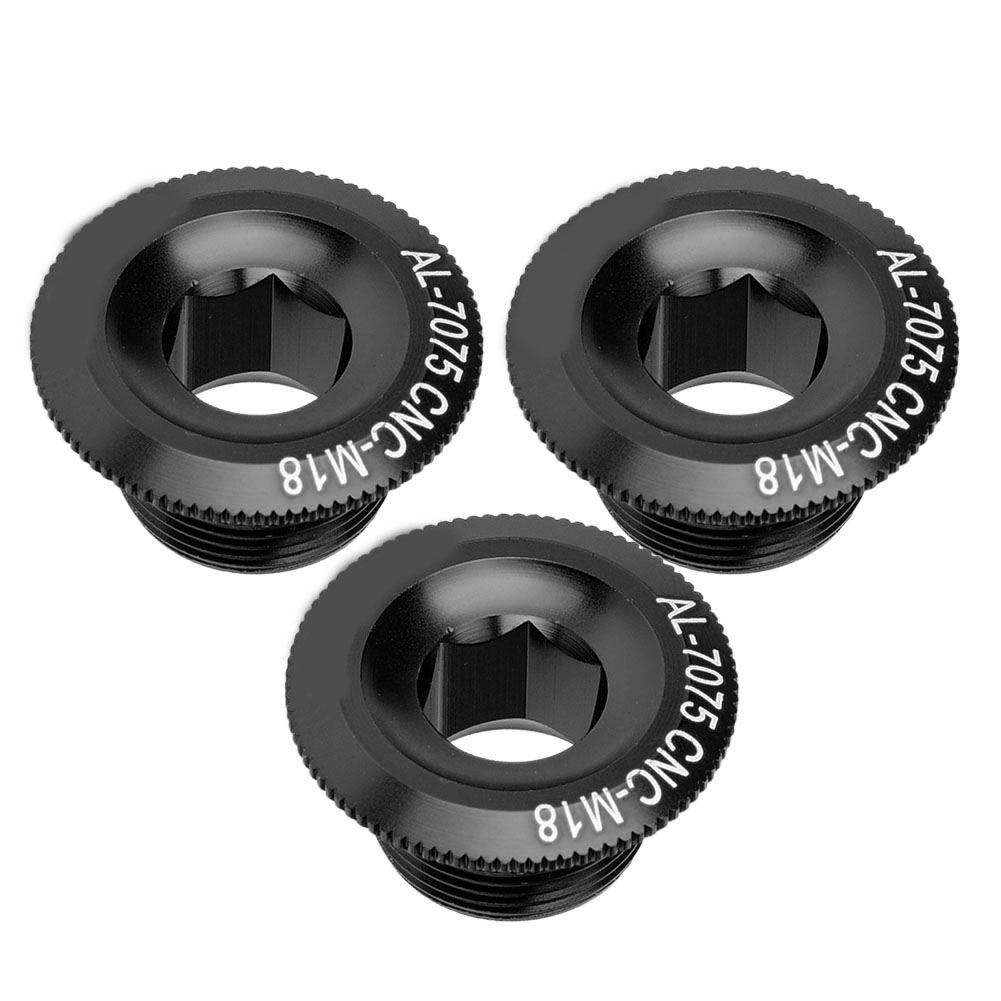 3-teiliges Schwarzes Kurbelgarnitur-abdeckungsset Für Fahrräder, 18-mm-schrauben Und -muttern Aus Aluminiumlegierung, Fahrradzubehör
