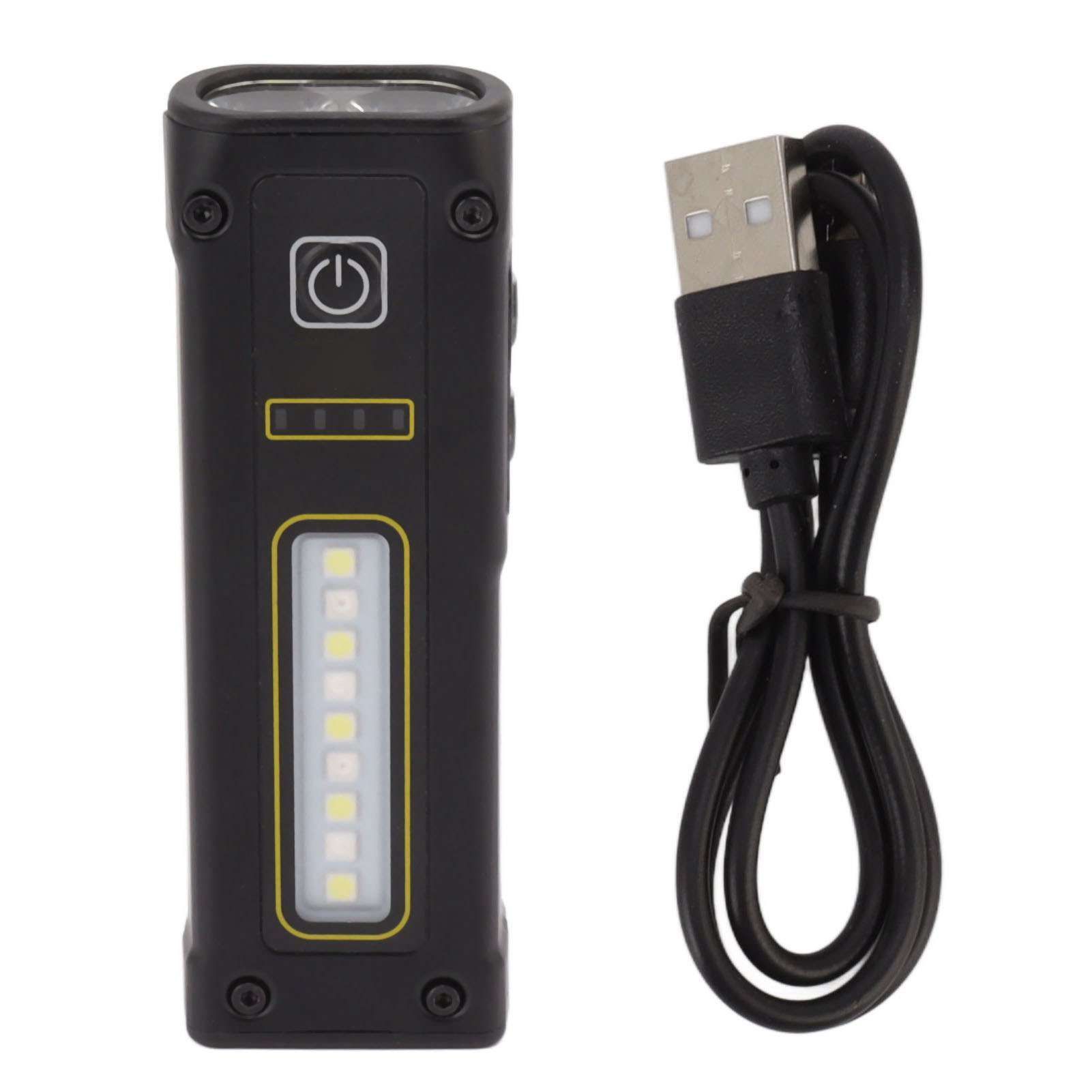 Cob-led-taschenlampe Mit Zwei Lichtquellen, 800-mah-usb-c-akku (wiederaufladbar), Starker Magnetbefestigung, Tragbar, Schwarz