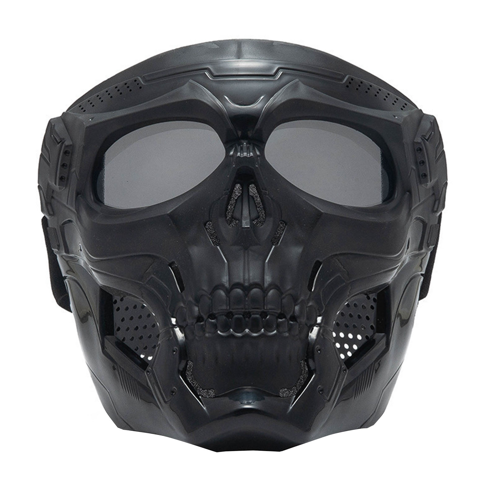 Motorradmaske Mit Totenkopfmotiv, Rennbrille Mit Verstellbarem, Rutschfestem Riemen Für Mountainbikes, Schwarz-graue Gläser
