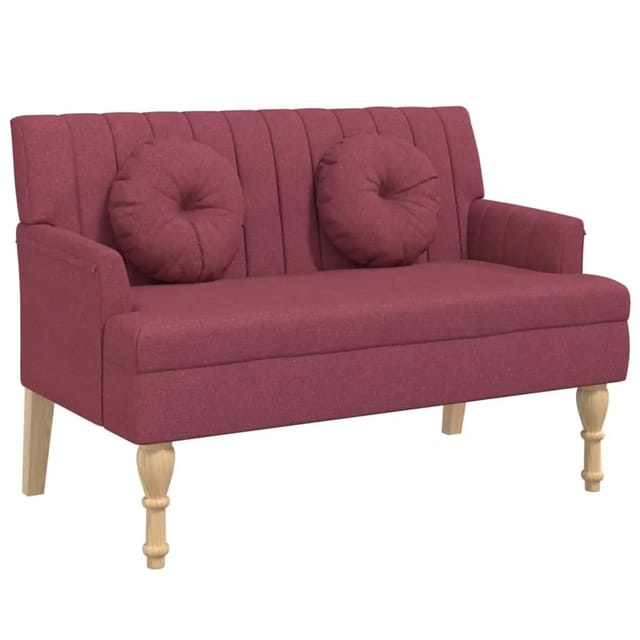 vidaXL Sitzbank mit Kissen Weinrot 113x64,5x75,5 cm Stoff 372137