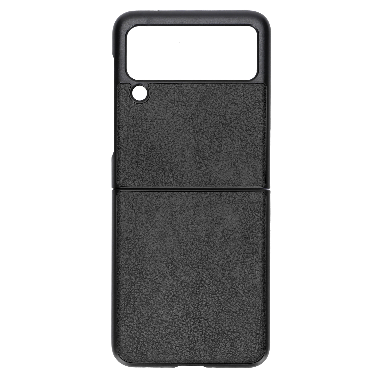 Samsung Galaxy Z Flip 3 Lederhülle Mit Litschi-muster, Vollständiger Stoßschutz, Schwarz