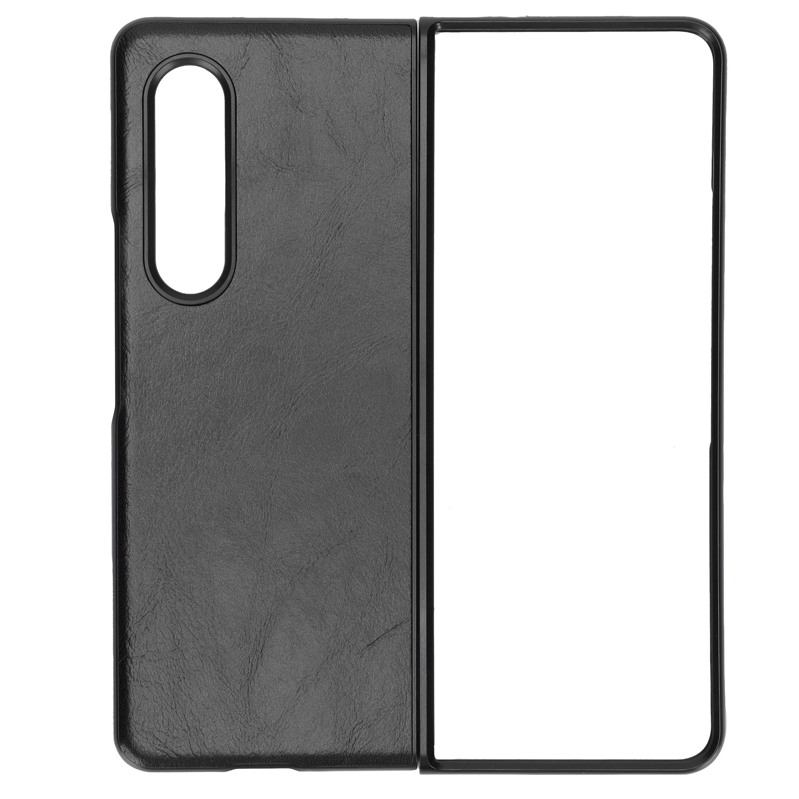 Stoßfeste Business-lederhülle Für Samsung Galaxy Z Fold 3 – Strukturiertes Schwarzes Modell