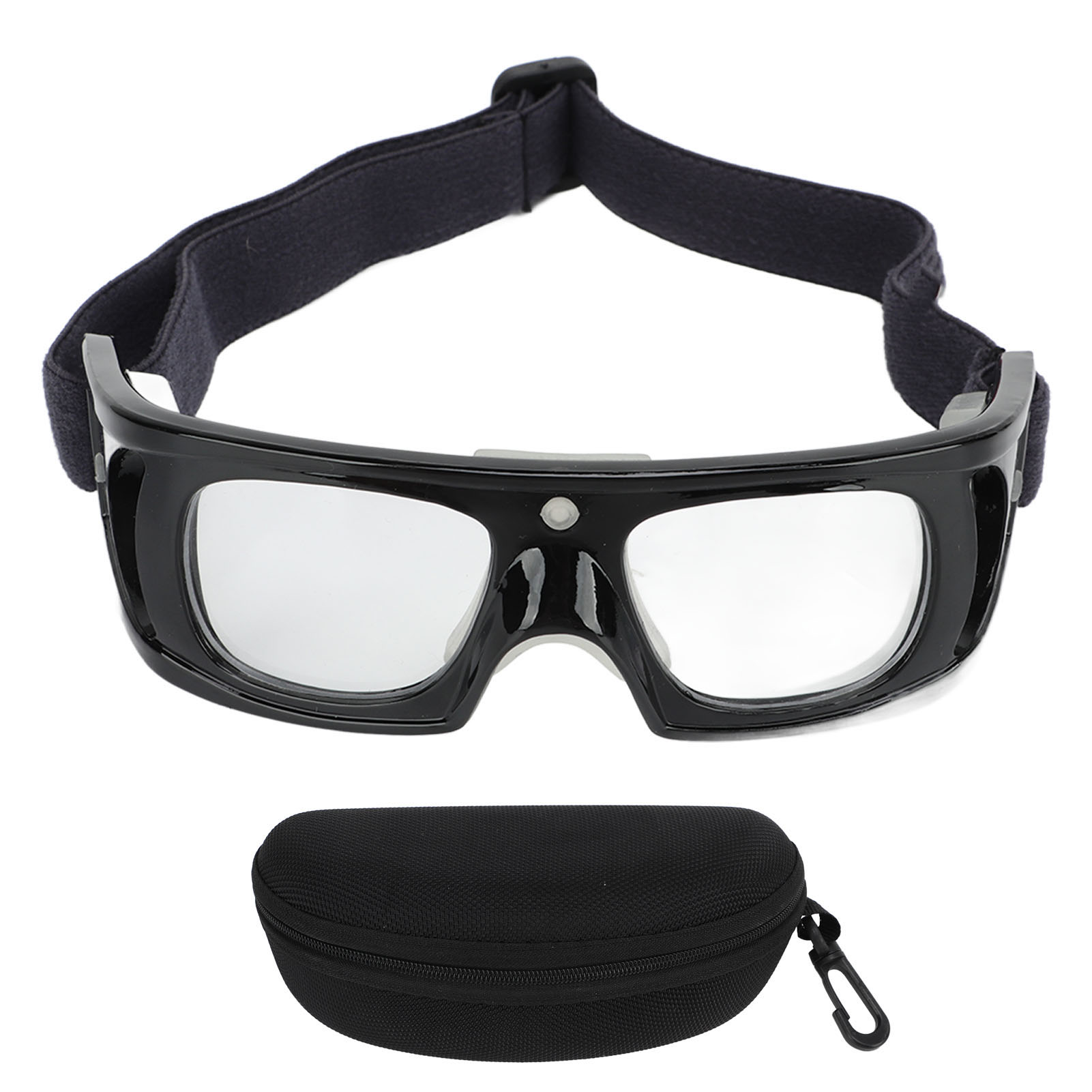 Verstellbare Sportbrille Für Kinder – Stoßfester, Gebogener Pc-rahmen – Ideal Für Basketball – Schwarz