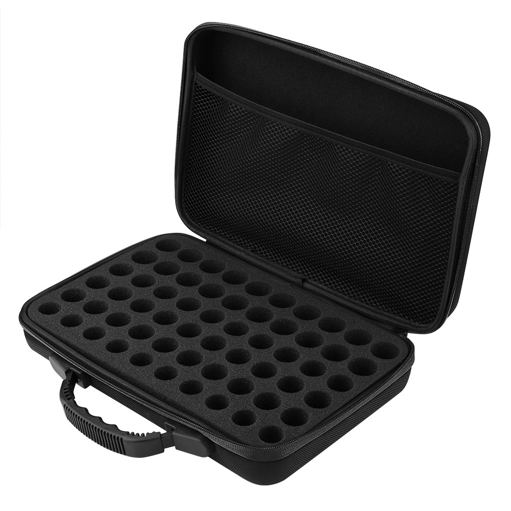 Robuster Transportkoffer Für Ätherische Öle, Fassungsvermögen 60 Fläschchen À 5 Ml/15 Ml, Verstärkter Schutz (schwarz)
