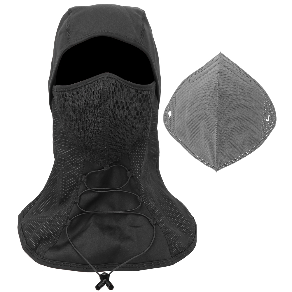 Unisex-fahrradmaske Aus Polyester, Gesichtsschutz Für Outdoor-sportarten, Wasser- Und Winddicht, Warme Schwarze Mütze