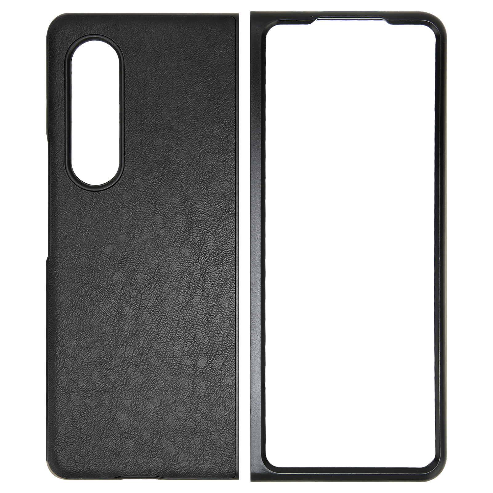 Galaxy Z Fold 3 Pu-lederhülle – Kratzfeste Schutzhülle Für Faltbildschirm – Schwarz
