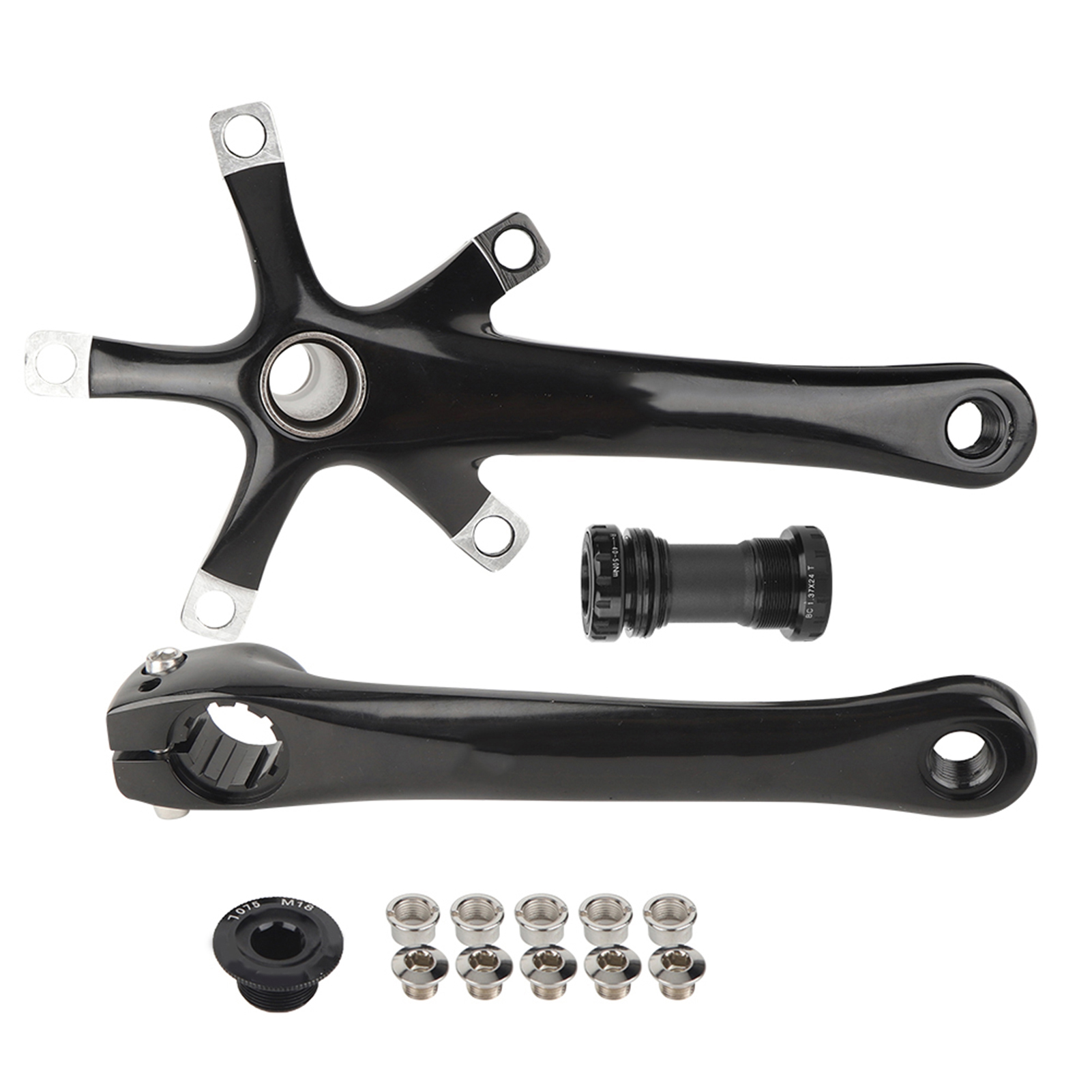 Klappbare Fahrradkurbelgarnitur Aus Aluminiumlegierung Mit Mittelachse Und Schraube, Schwarz - 190 Zeichen