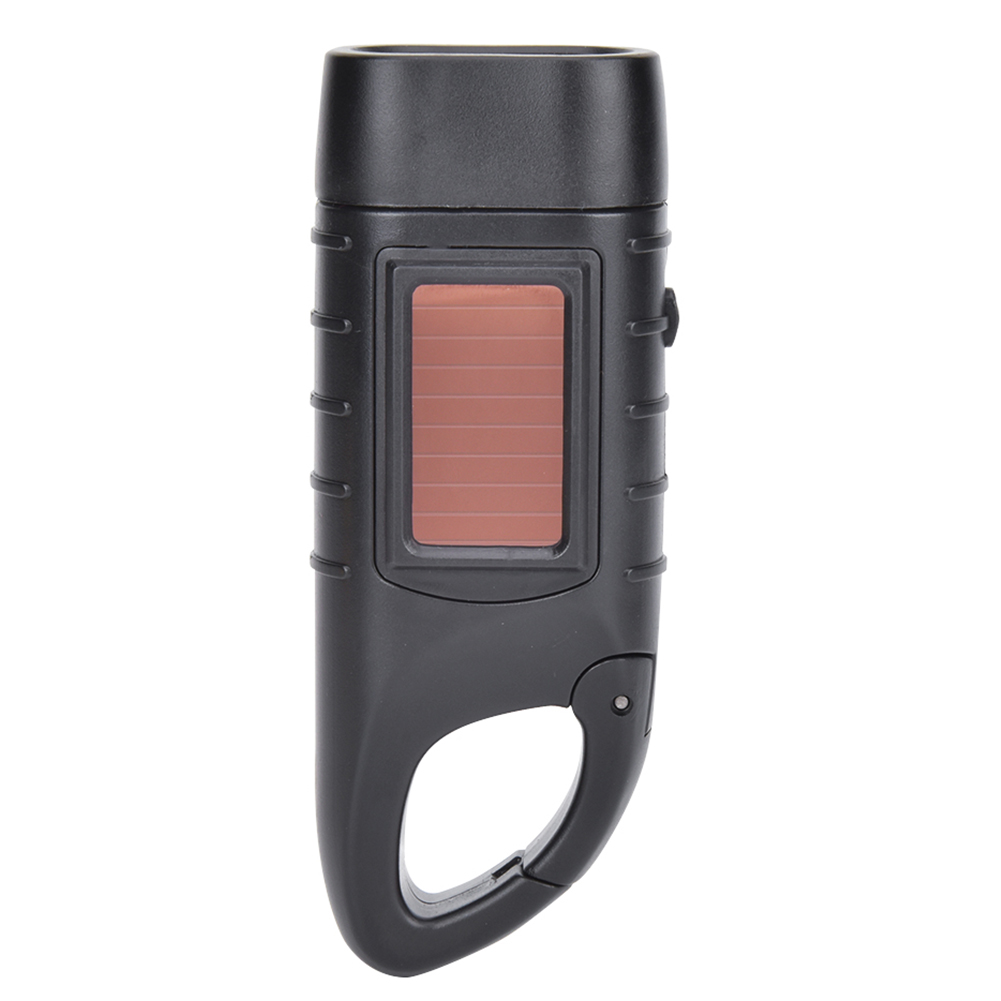 At5503 Solarbetriebene Led-notfalltaschenlampe Mit Handkurbel, Tragbar Für Wandern Und Camping, Schwarzer Abs-kunststoff