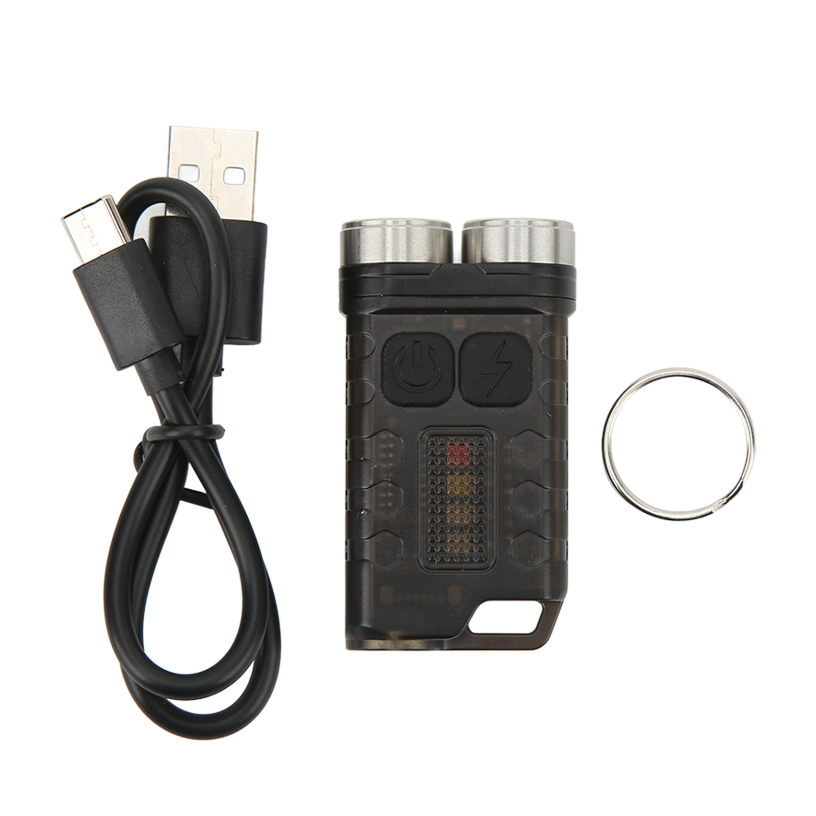 Mini-taschenlampe (900 Lumen), Usb-wiederaufladbar, Tragbar, Für Wandern Und Camping, Schwarz