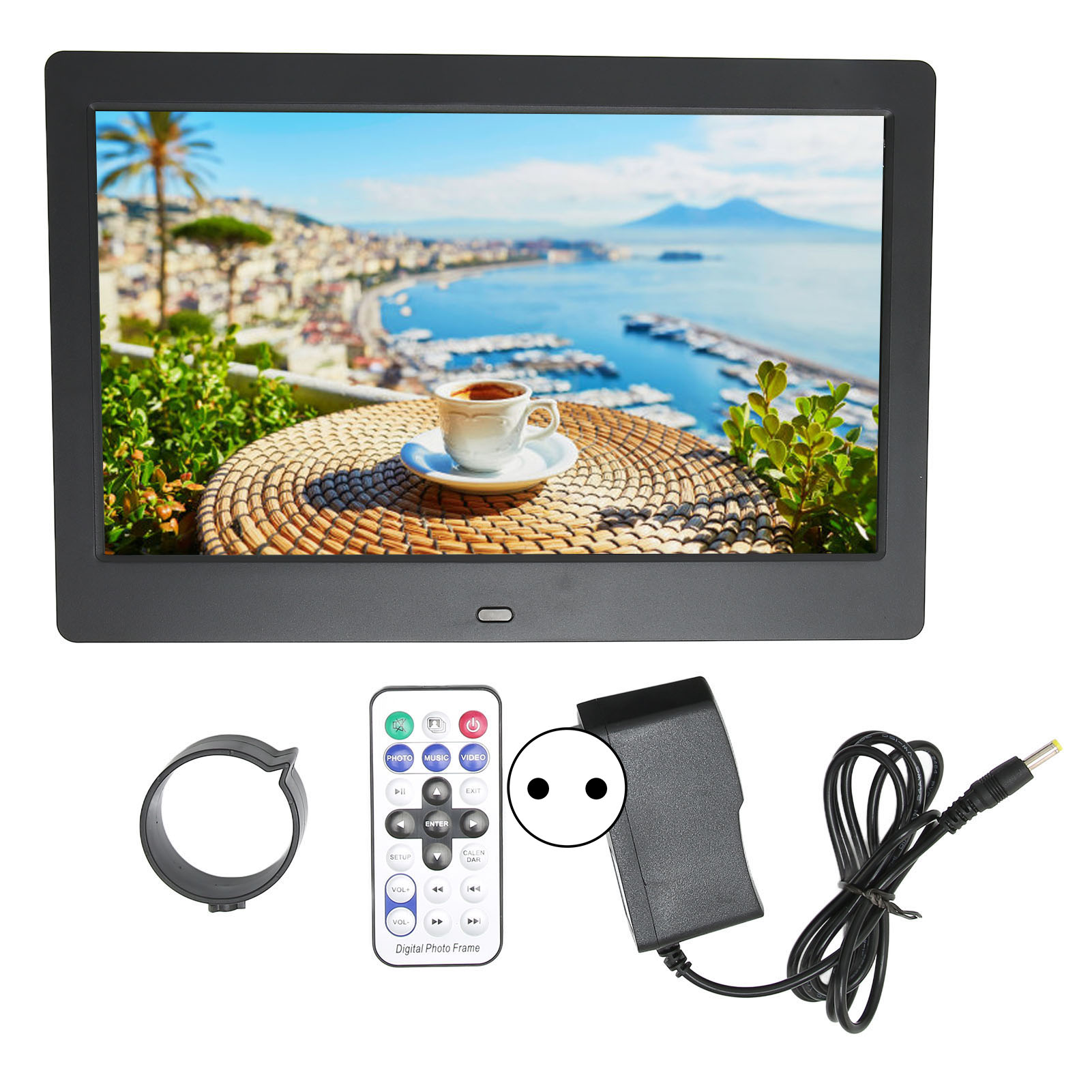 10,1-zoll-hd-digitalfotorahmen Mit 1024 X 600 Pixeln, Intelligentem Lcd-display, Fernbedienung, 110–240 V, Schwarzer Eu-stecker