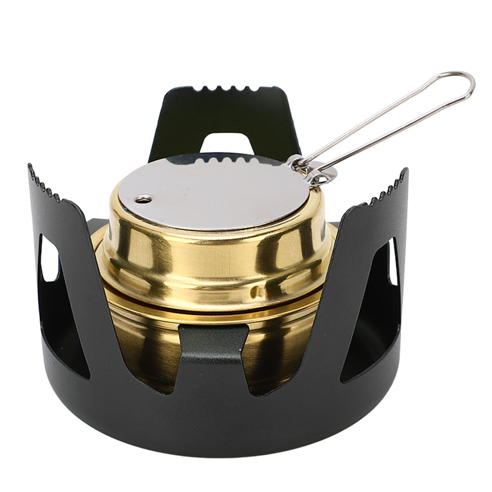 Tragbarer Campingkocher Aus Windbeständiger Messing-aluminium-legierung, Ideal Zum Kochen Im Freien Und Wandern. Schwarz.