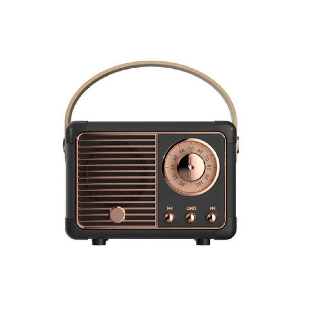 Vintage-bluetooth-lautsprecher Mit Retro-fm-radio, Klassischem Design, Kraftvollem Klang, Kabelloser Bluetooth-5.0-verbindung, Tf-karten-kompatibel, Farbe: Schwarz