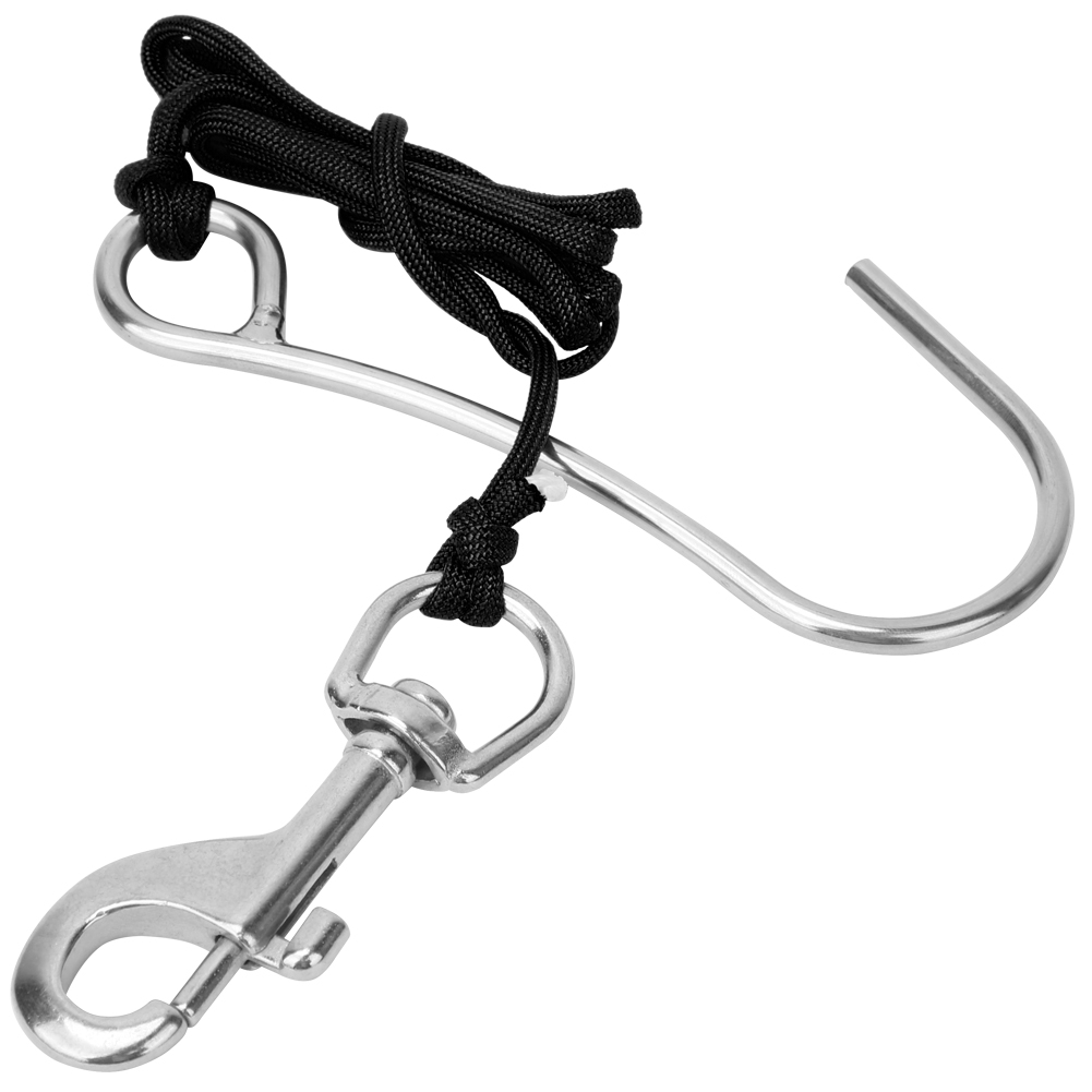 Treibanker Mit Leine, Edelstahlclip, Schwarze Tauchausrüstung