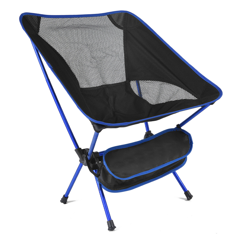 Klappbarer Campingstuhl Aus Aluminiumlegierung, Netzrückenlehne, Tragbar Für Strand Und Angeln, Dunkelblaue Farbe