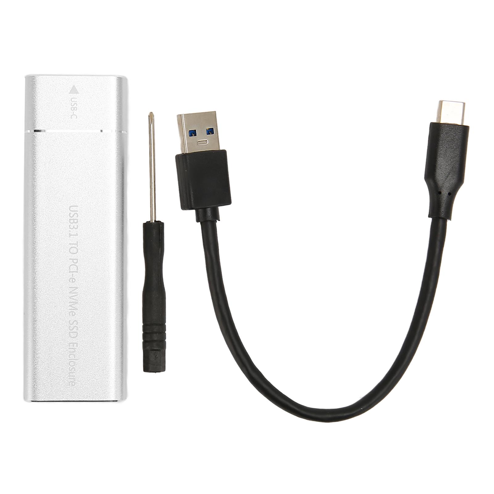 M.2 Nvme Usb-c 10 Gbit/s Ssd-gehäuse, Kompatibel Mit 2230/2242/2260/2280, 2 Tb, Inklusive Usb-a-auf-usb-c-kabel, Silber