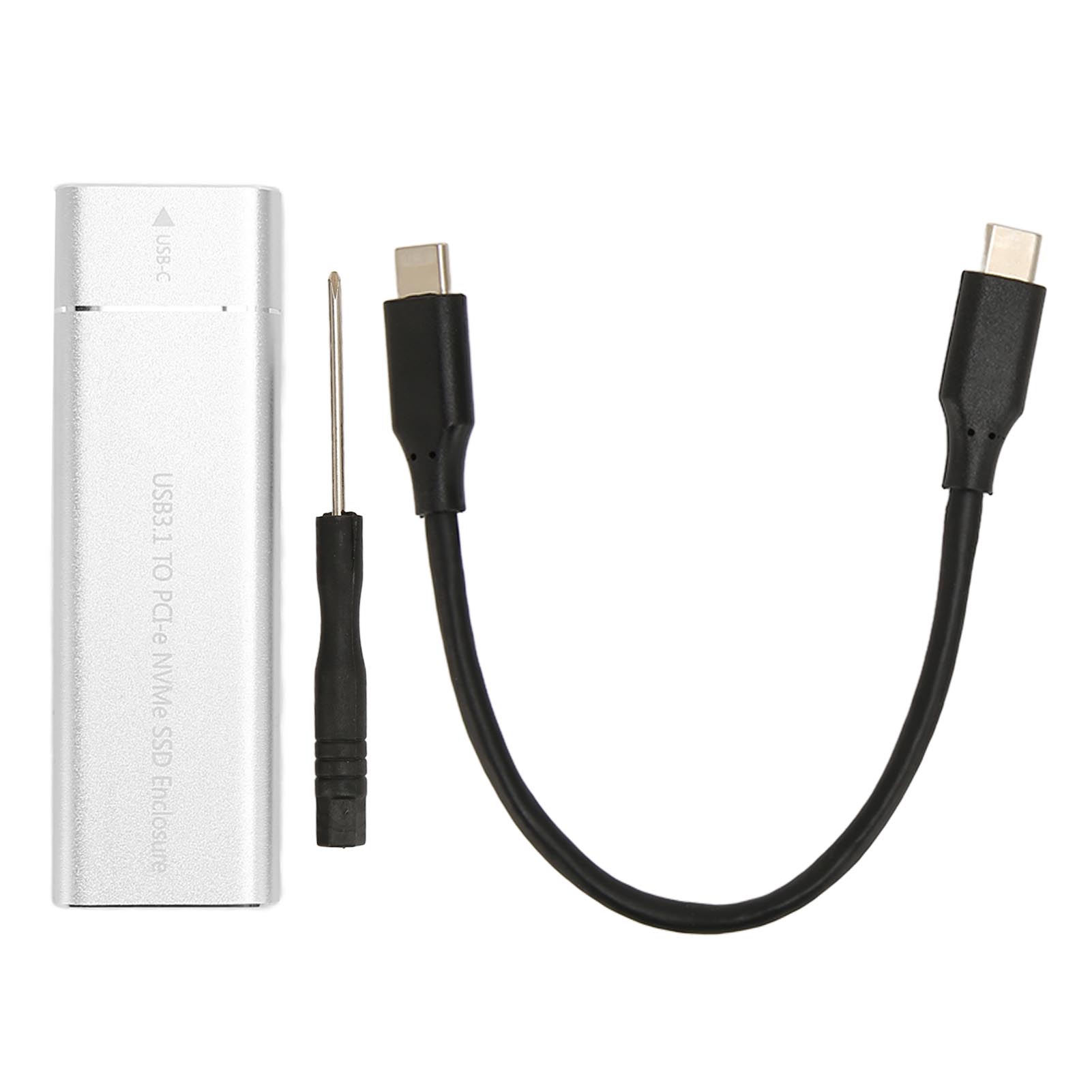 Externes M.2 Nvme Usb-c 10 Gbit/s Gehäuse Für Ssds Der Baureihen 2230/2242/2260/2280, Inklusive Usb-c-kabel, 2 Tb, Silber