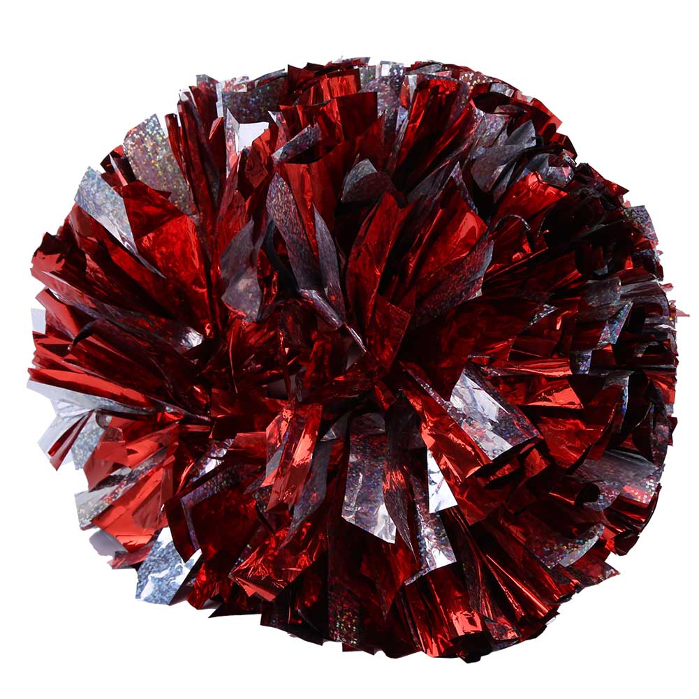 Silberne Und Rote Cheerleading-pompons Für Sportwettkämpfe Und Tanzaufführungen