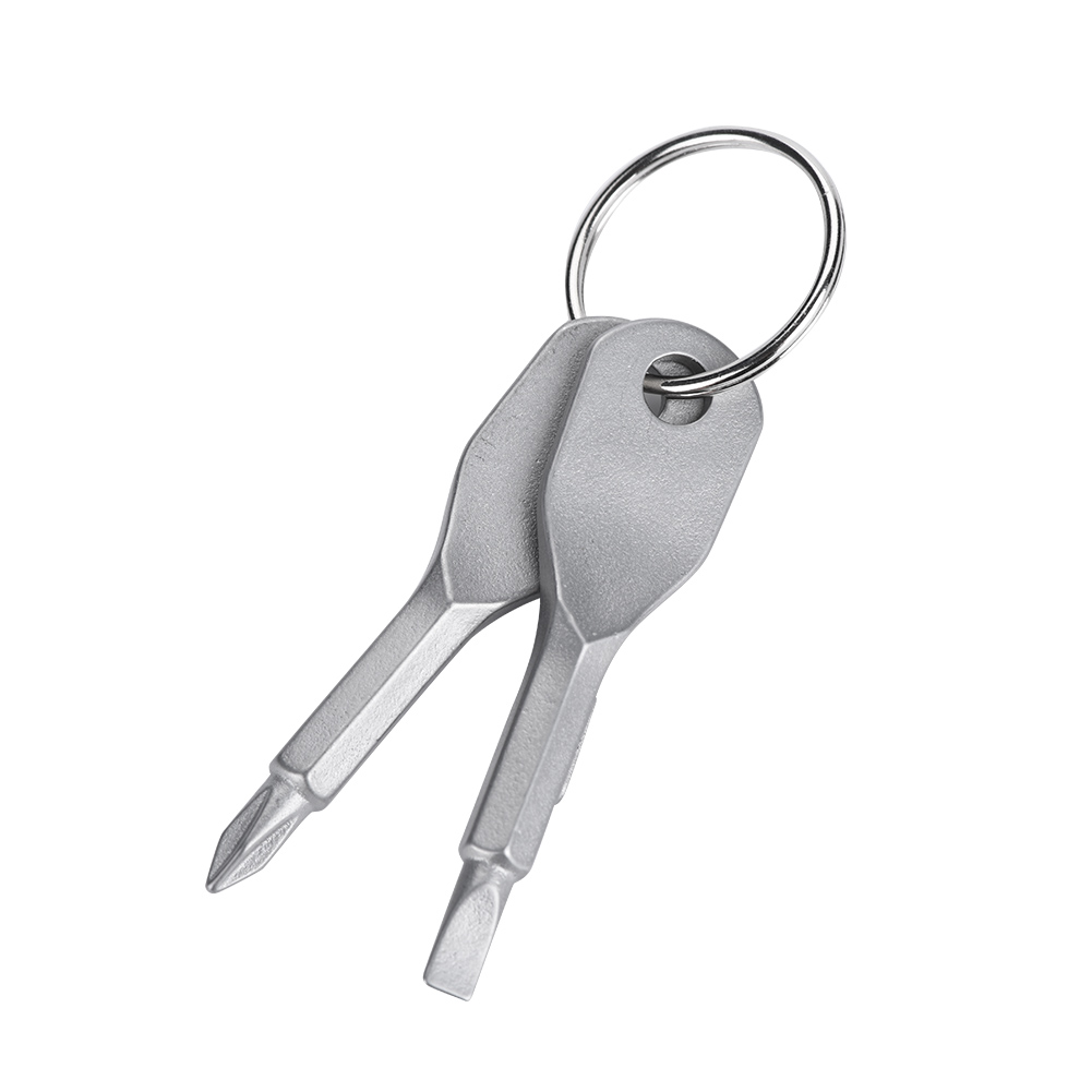 Stück Tragbare Edelstahl-schraubendreher Mit Schlüsselanhängerring (silber)