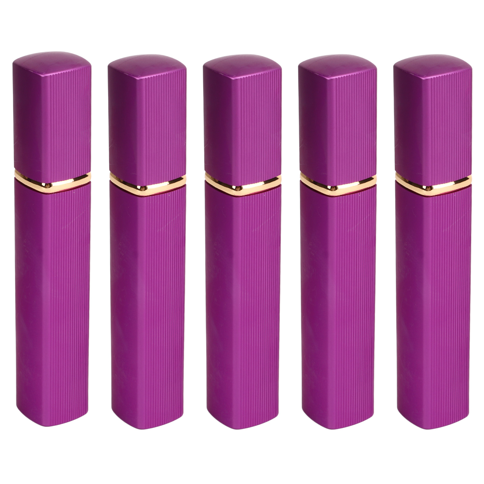 5-teiliges Set Mit Nachfüllbaren 12-ml-reisesprayflaschen Aus Aluminium, Robuster, Tragbarer Parfümzerstäuber Für Reisen Und Camping, Lila