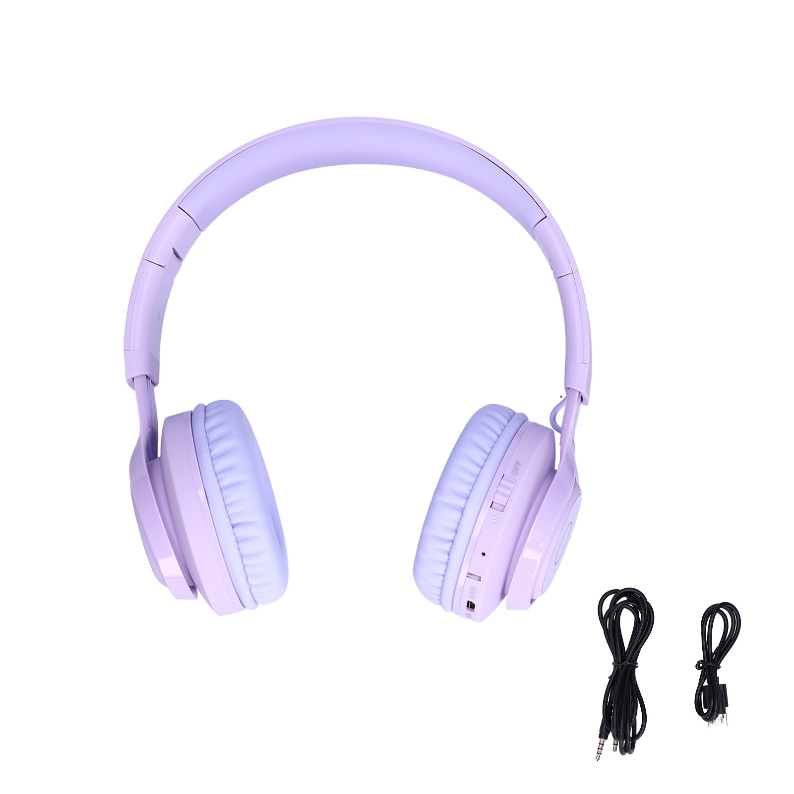 Bluetooth-kopfhörer Für Kinder Mit Led-beleuchtung, Faltbar, Stereo, Gehörschutz, Kabellos – Lila