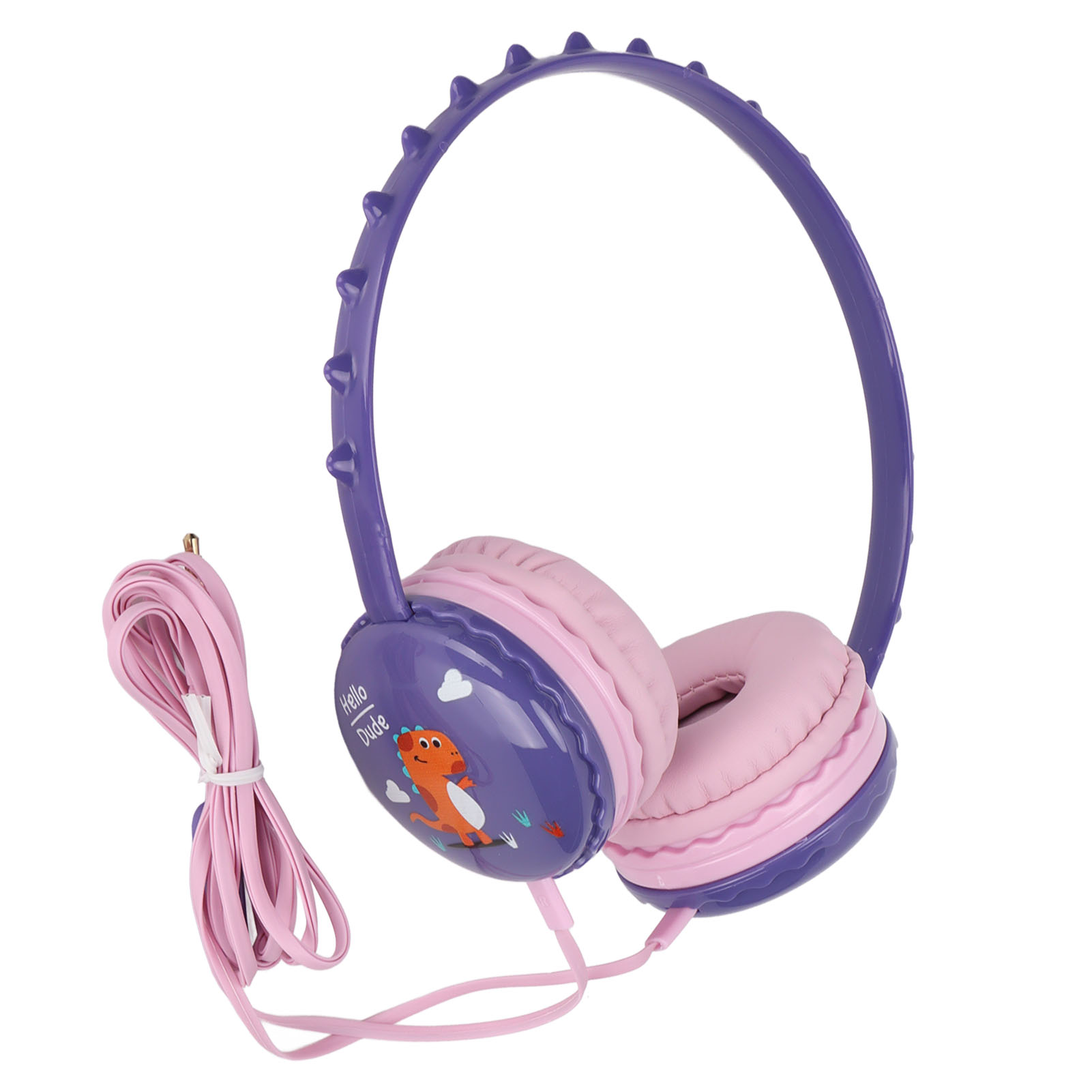 Niedliches Dinosaurier-kinder-headset Mit Mikrofon, 3,5-mm-klinkenstecker Und Verstellbarem Kopfbügel – Lila