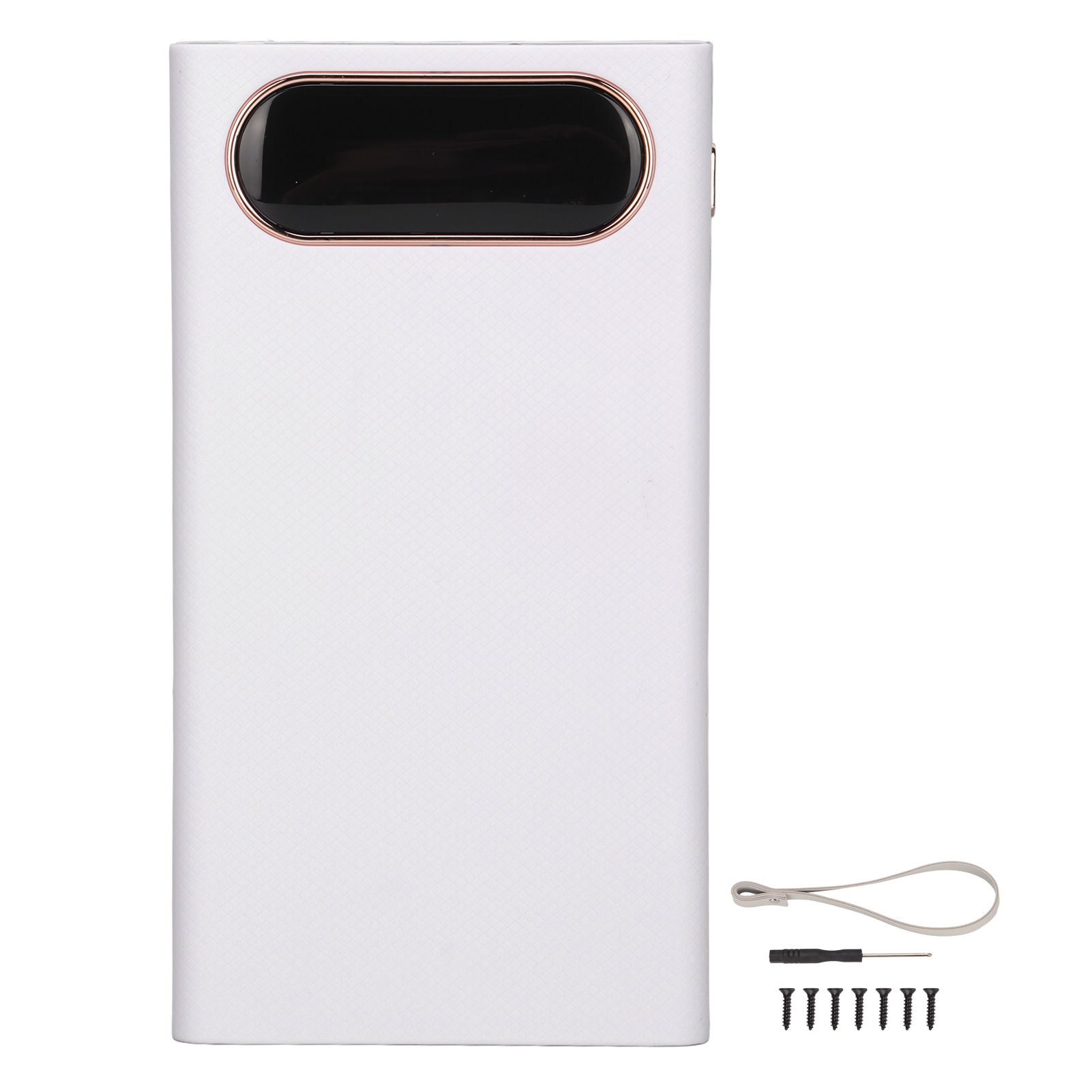 Selbstbau-powerbank-gehäuse (10 W, Tragbar, 18650) – Handy-ladegerät Mit 12 Akkus, Lcd-bildschirm Und 2 Led-leuchten – Weiß