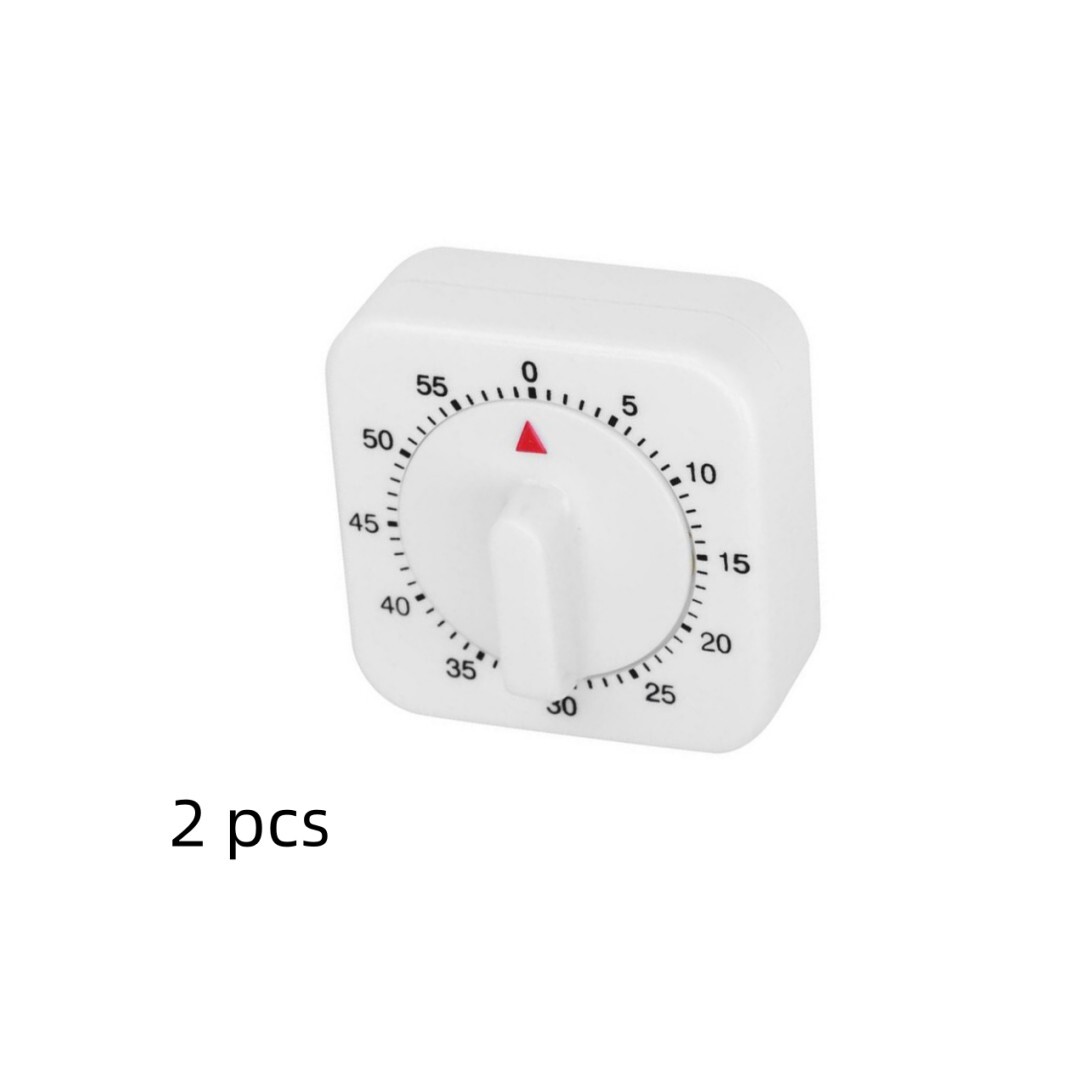 2-teiliges Weißes Küchentimer-set, Mechanischer 60-minuten-countdown-timer Mit Alarm, Timer Für Küche Und Backen