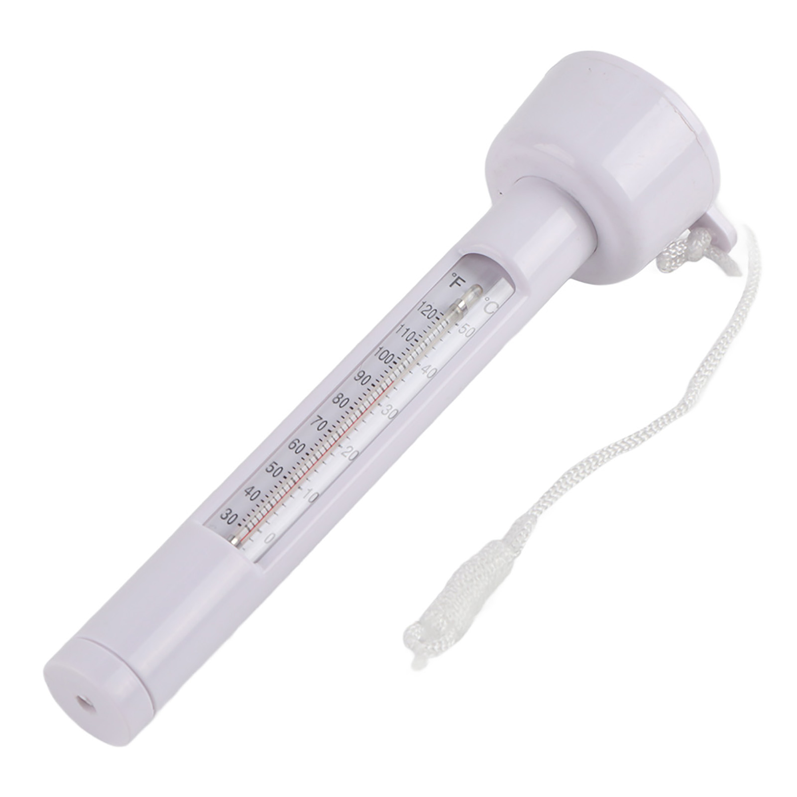 Tragbares Pp-thermometer Mit Trageschlaufe Für Schwimmbad, Badewanne, Fischteich, Messbereich 0–50 °c / 30–120 °f, Weiß
