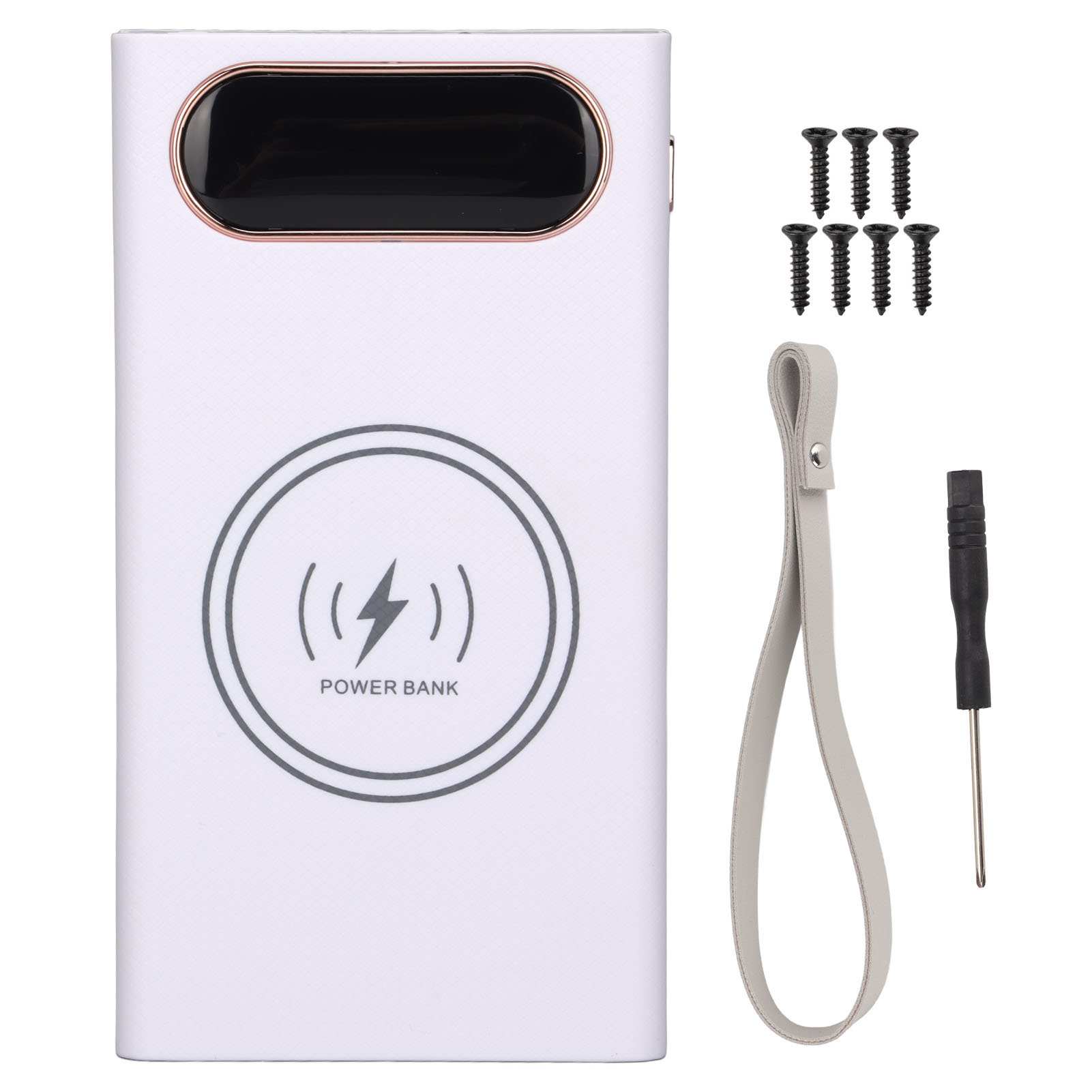 Diy-powerbank-kit (12 X 18650) – 22,5 W Kabelgebundenes Laden + 15 W Kabelloses Schnellladen – Schnelllade-edition – Weiß