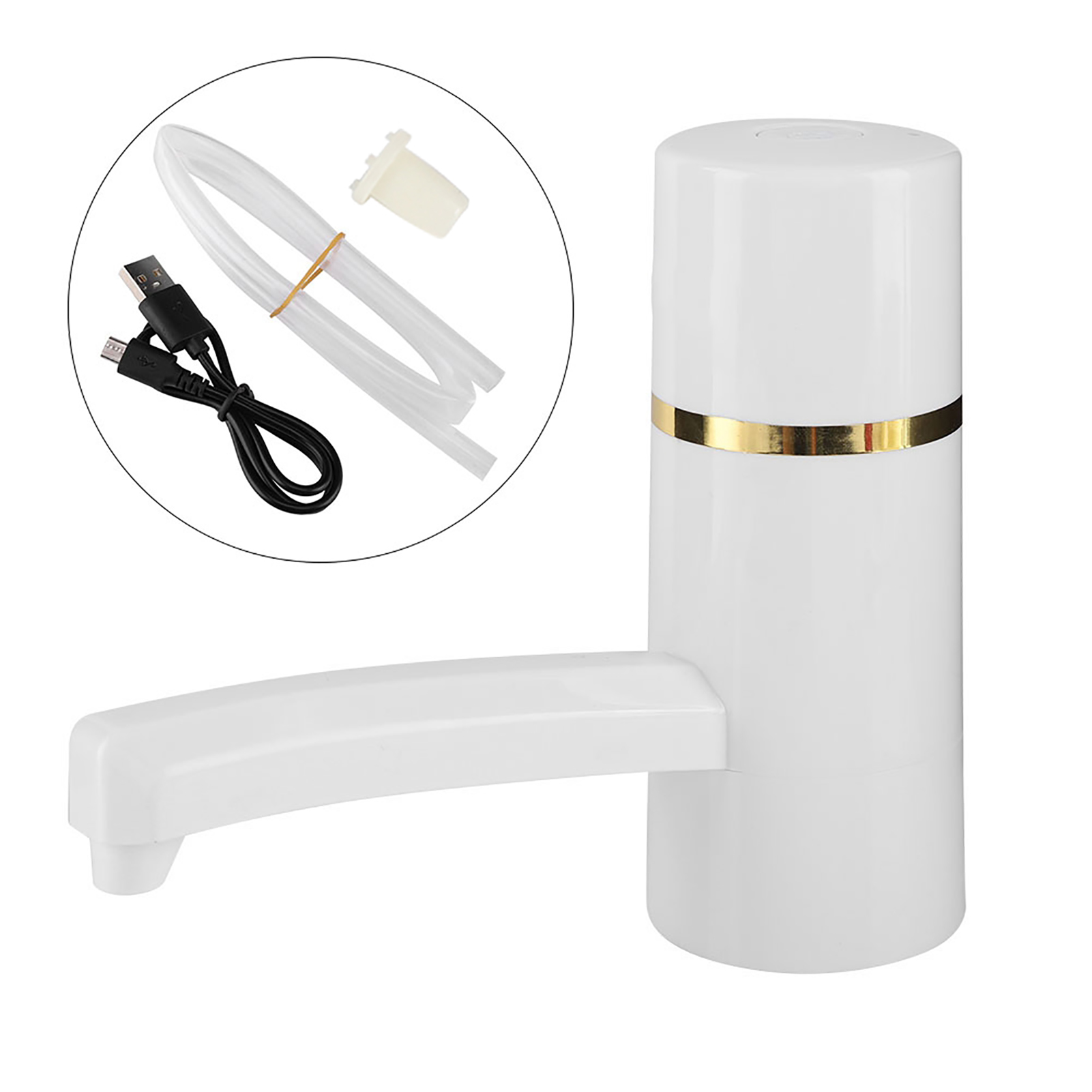 1x Usb-wiederaufladbare, Kabellose Elektrische Wasserpumpe Für Flaschen, Tragbarer Wasserspender (weiß)