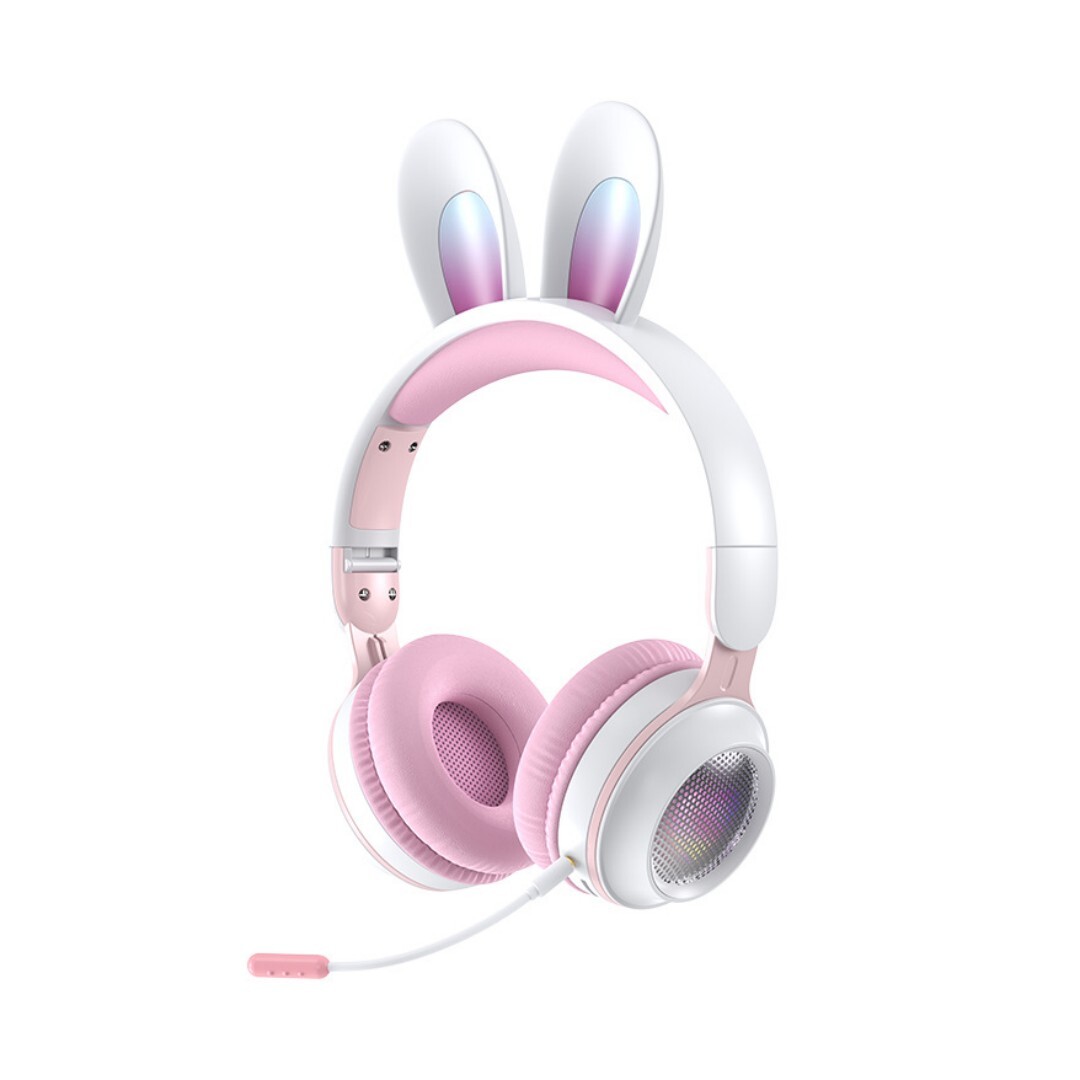 Kabellose Bluetooth-kopfhörer Für Kinder Mit Mikrofon, Hasenohren-headset Für Mädchen, Ideal Für Die Schule (rosa-weiß)